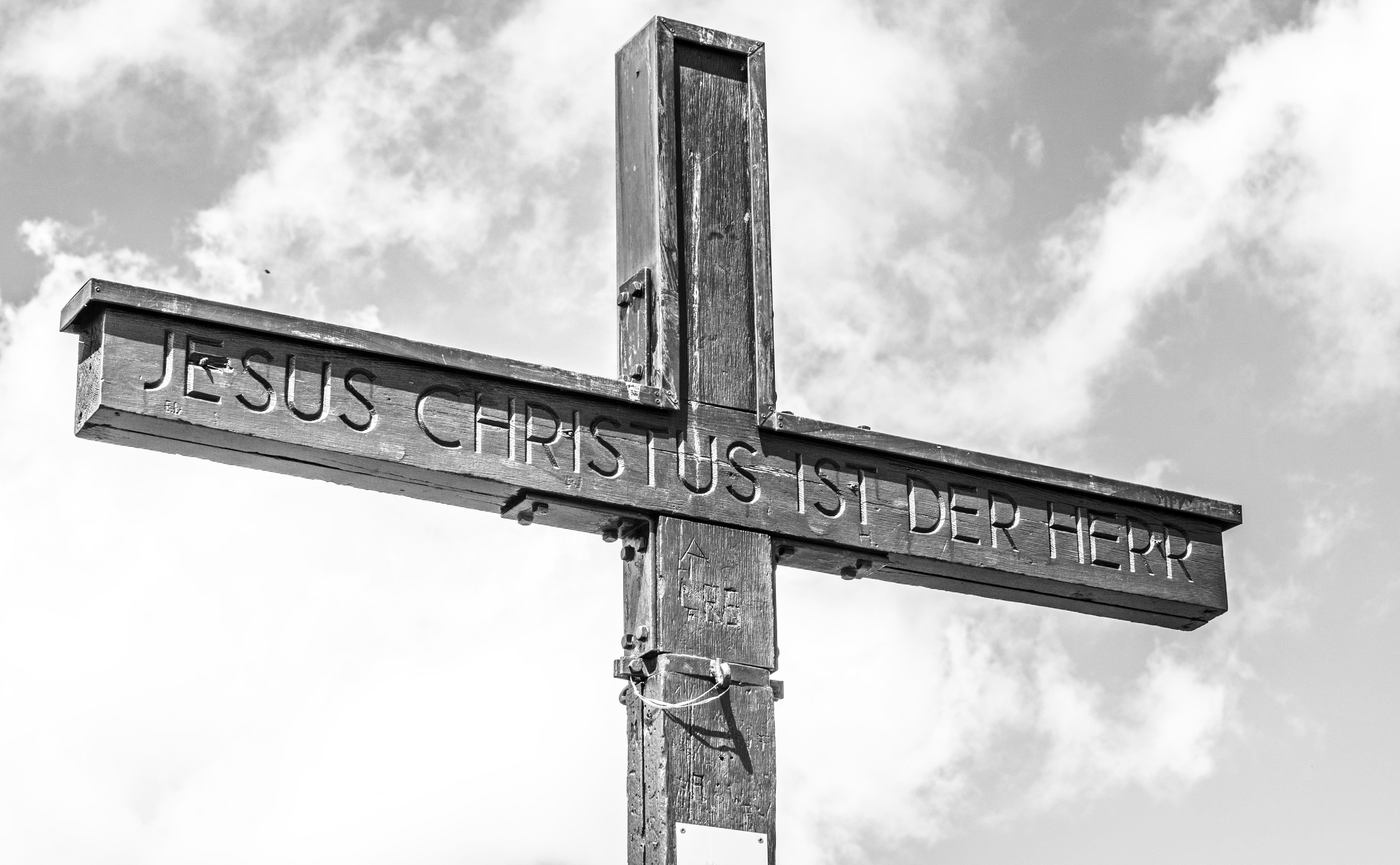 religion, grayscale, history, communication, jeus, alpine, outdoors, day, old, metal, road, christian, rest, spirituality, built structure, christianity, HD Wallpaper