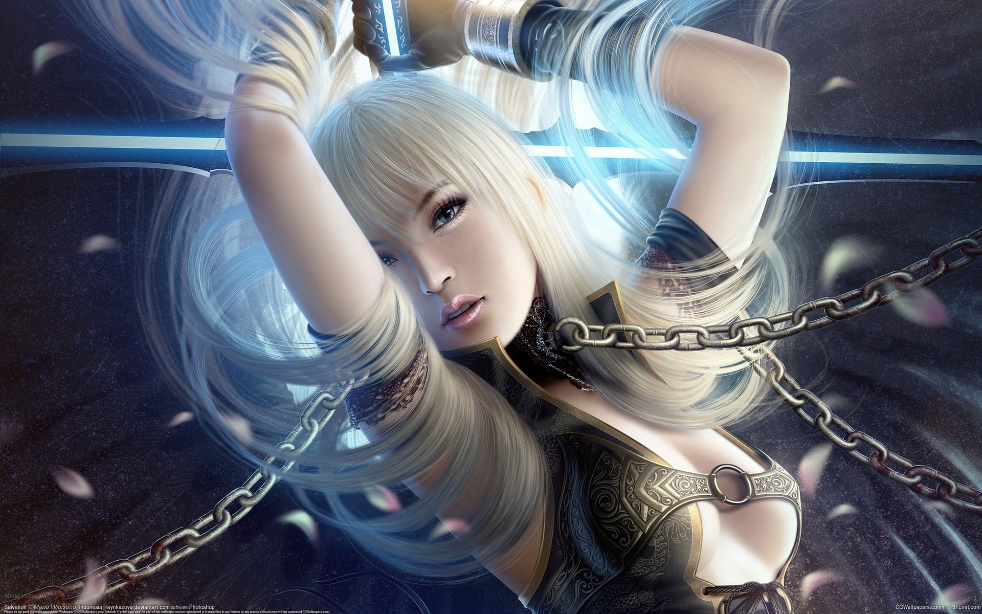 1080P, hair, wibisono, chains, art, x, games, mario, video, hd, white, cgi, artwork, HD Wallpaper