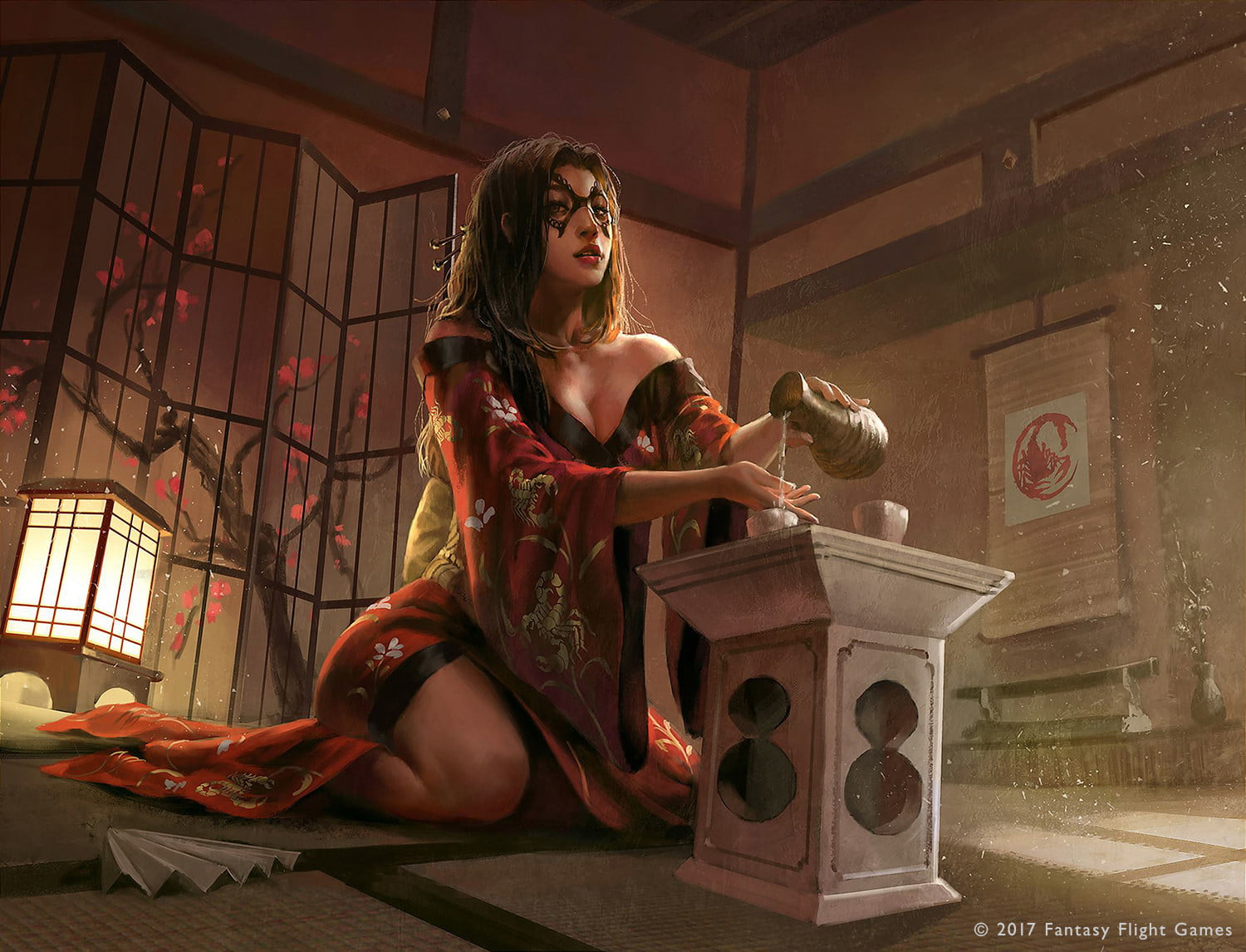 fan art, dress, Japanese clothes, Bayushi Kachiko, video game girls, Wisnu Tan, video game art, Legend of the Five Rings, drawing, Japanese, digital art, HD Wallpaper