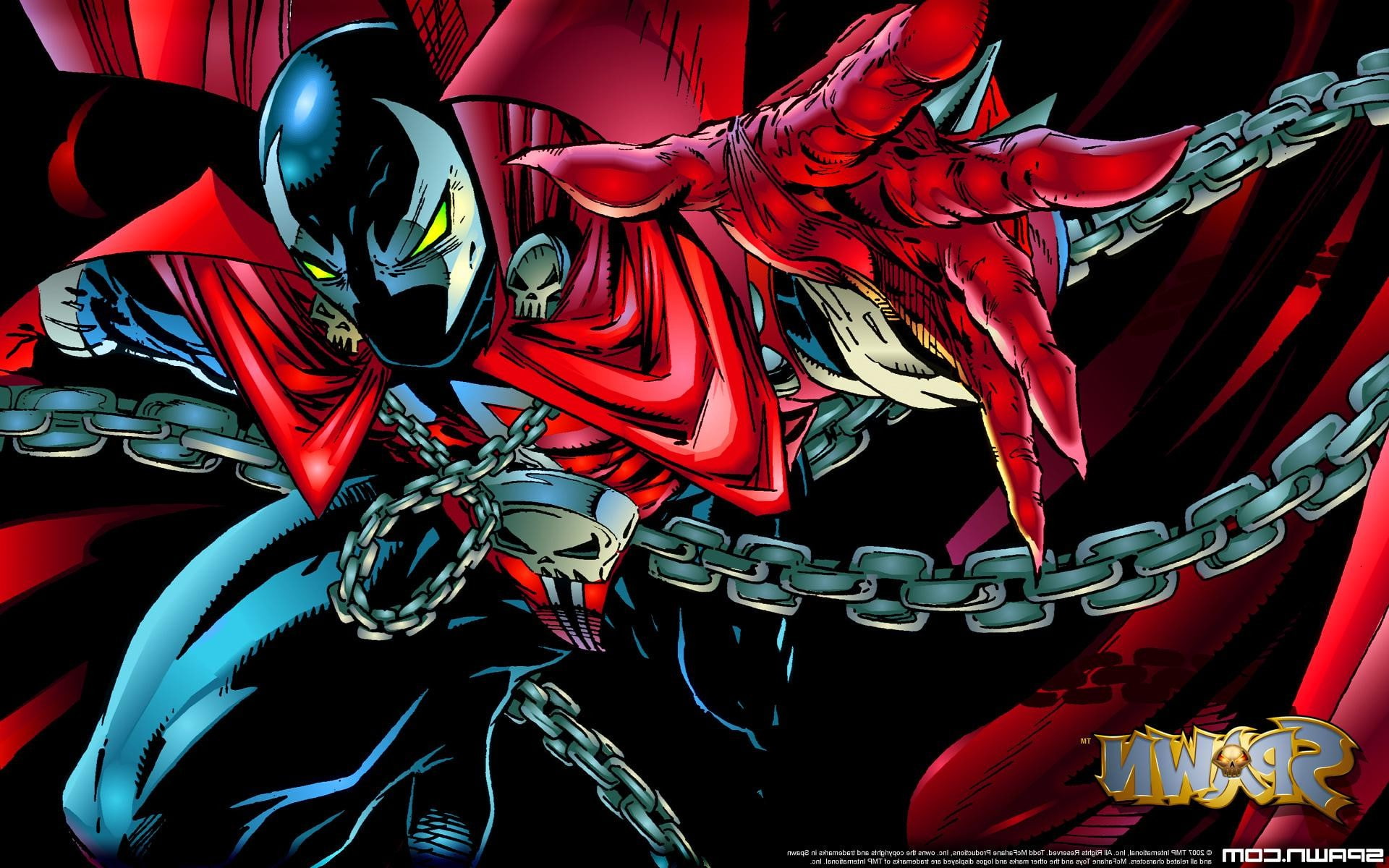 creativity, decoration, still life, red, 1080P, Image Comics, Todd McFarlane, spawn, hanging, lighting equipment, indoors, close-up, full frame, pattern, HD Wallpaper