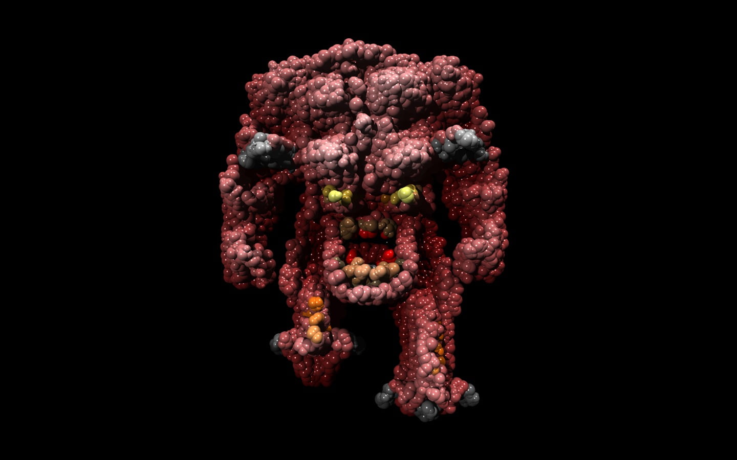 black background, red, Doom (game), monster, food, CGI, representation, still life, cut out, healthy eating, black, pattern, freshness, pink color, no people, HD Wallpaper