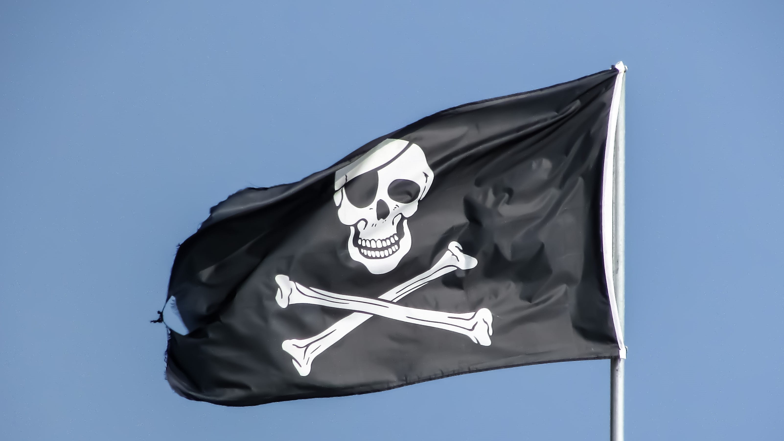 waving, low angle view, emotion, day, symbol, pirates, bone skull, black and white, fear, warning sign, no people, black color, daytime, outdoors, white, HD Wallpaper