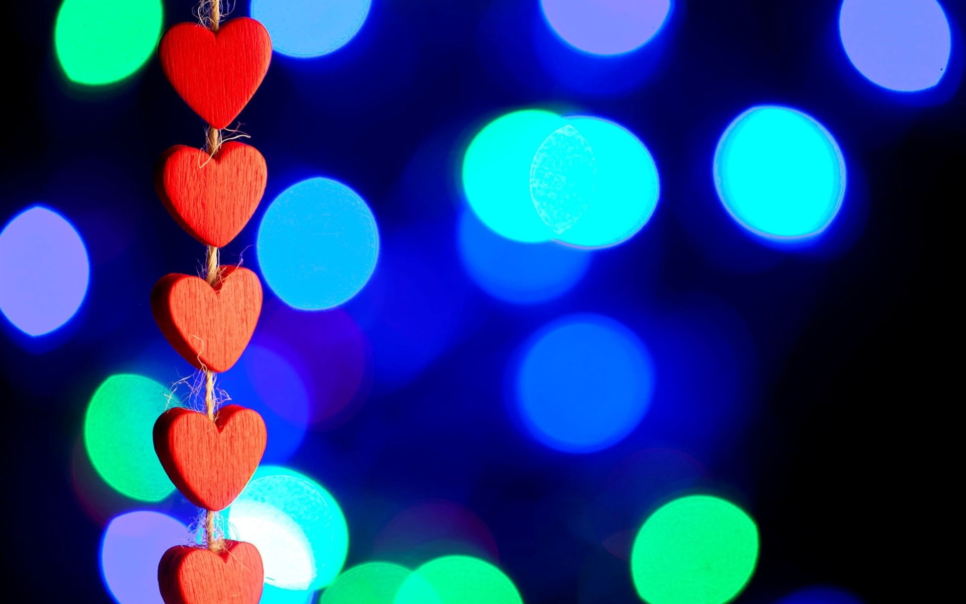 1080P, Red, Heart, Lights, Love, Bokeh, HD Wallpaper