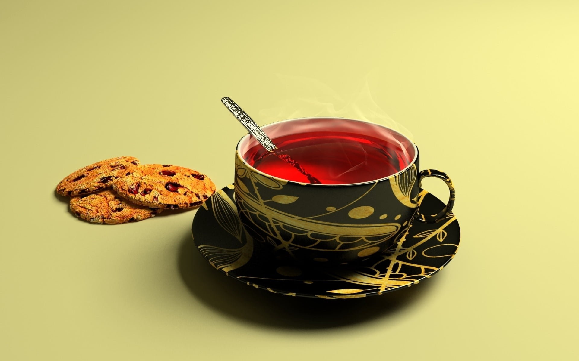 1080P, ceramic, food, chocolate chip cookie, breakfast, caffeine, cookies, heat - Temperature, indoors, food and drink, tea cup, white, refreshment, gourmet, HD Wallpaper