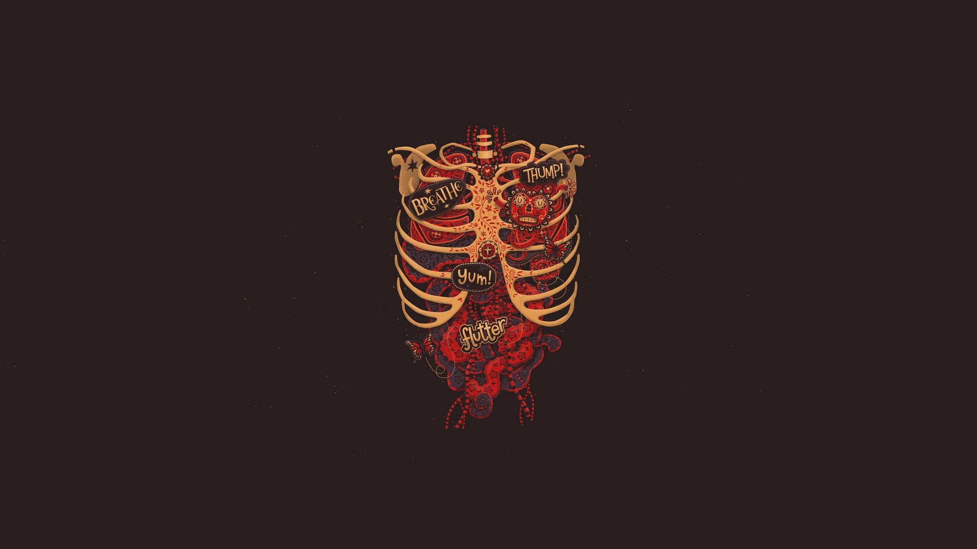 animal representation, design, red, art and craft, no people, animal, artwork, creativity, cut out, yellow, decoration, ornate, digital art, 1080P, HD Wallpaper