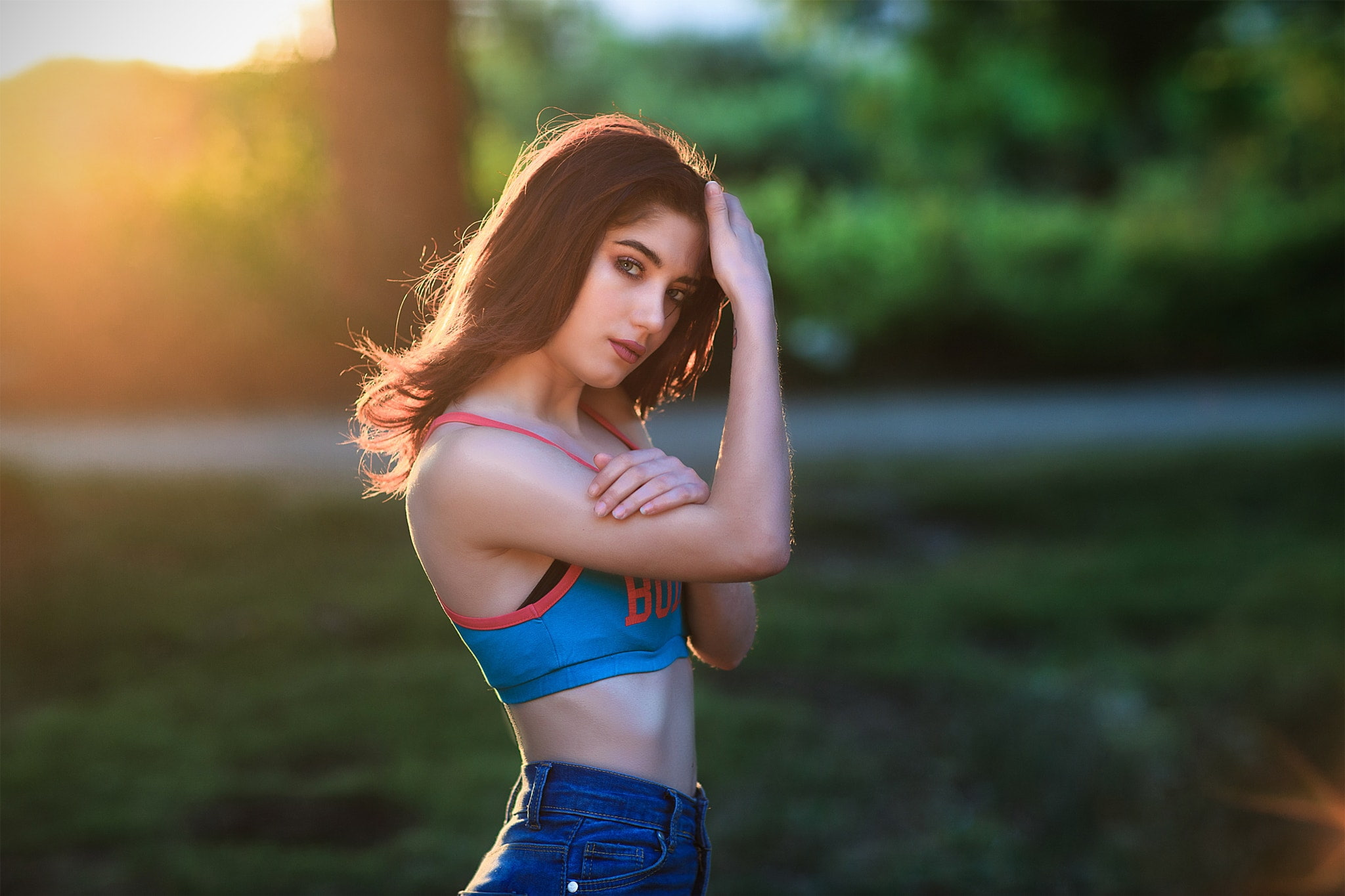 depth of field, belly, ribs, women, 1080P, portrait, Kübra Aslanoğlu, women outdoors, Nurettin Yildirim, HD Wallpaper
