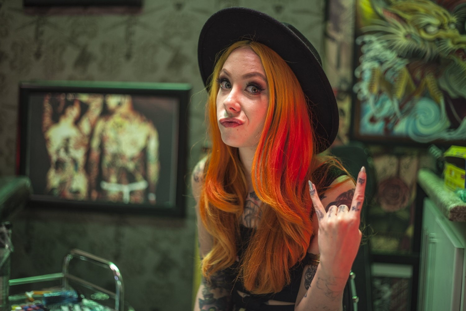 dyed hair, young adult, adult, waist up, redhead, Megan Massacre, 720P, leisure activity, portrait, tattoo, hairstyle, lifestyles, real people, holding, HD Wallpaper