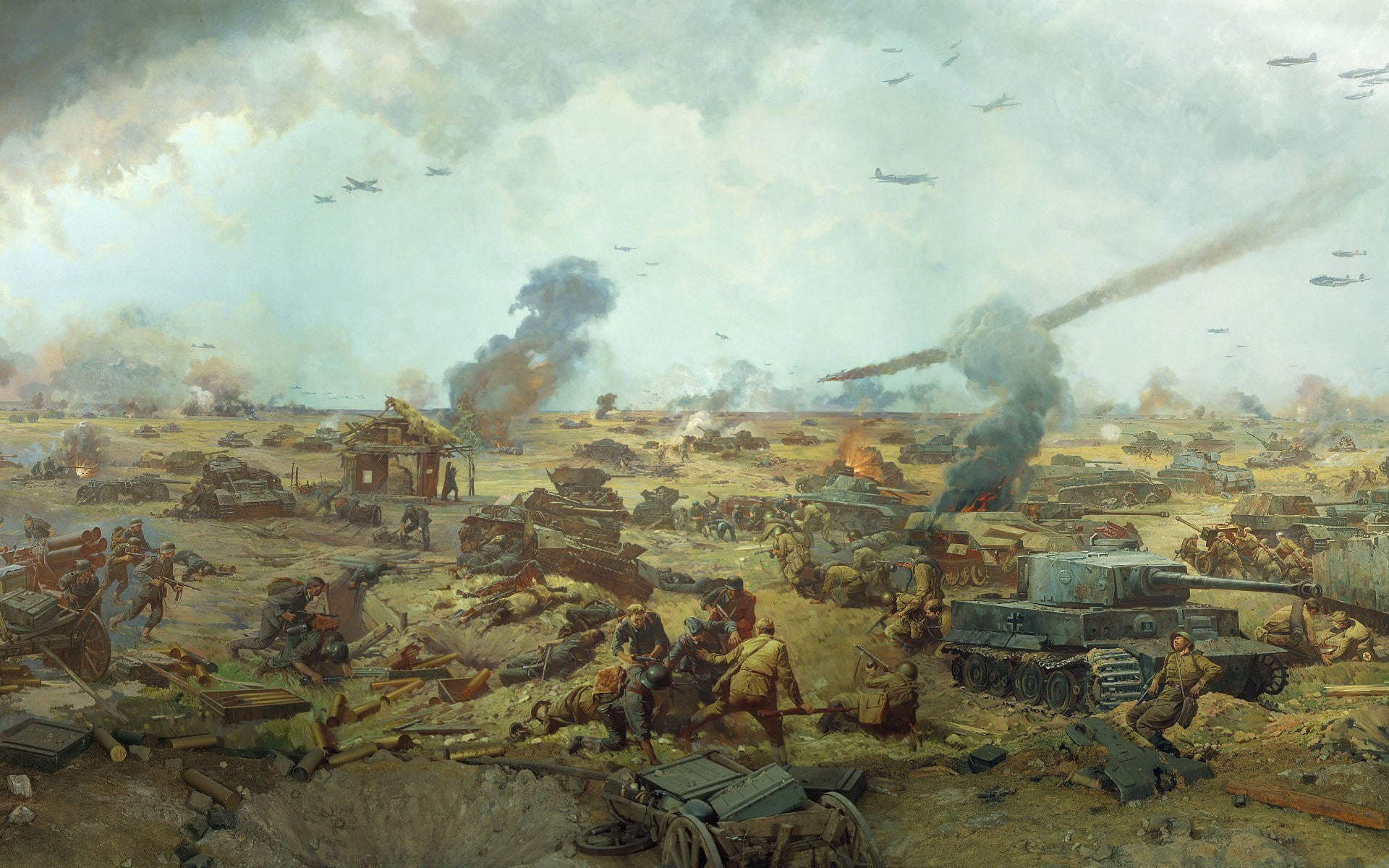 soldiers, smoke, Dead, fire, ammunition, field, Planes, German, the, world, Russian, 1080P, Massacre, war, Ii, Second, Wounded, picture, guns, Tanks, battle, HD Wallpaper