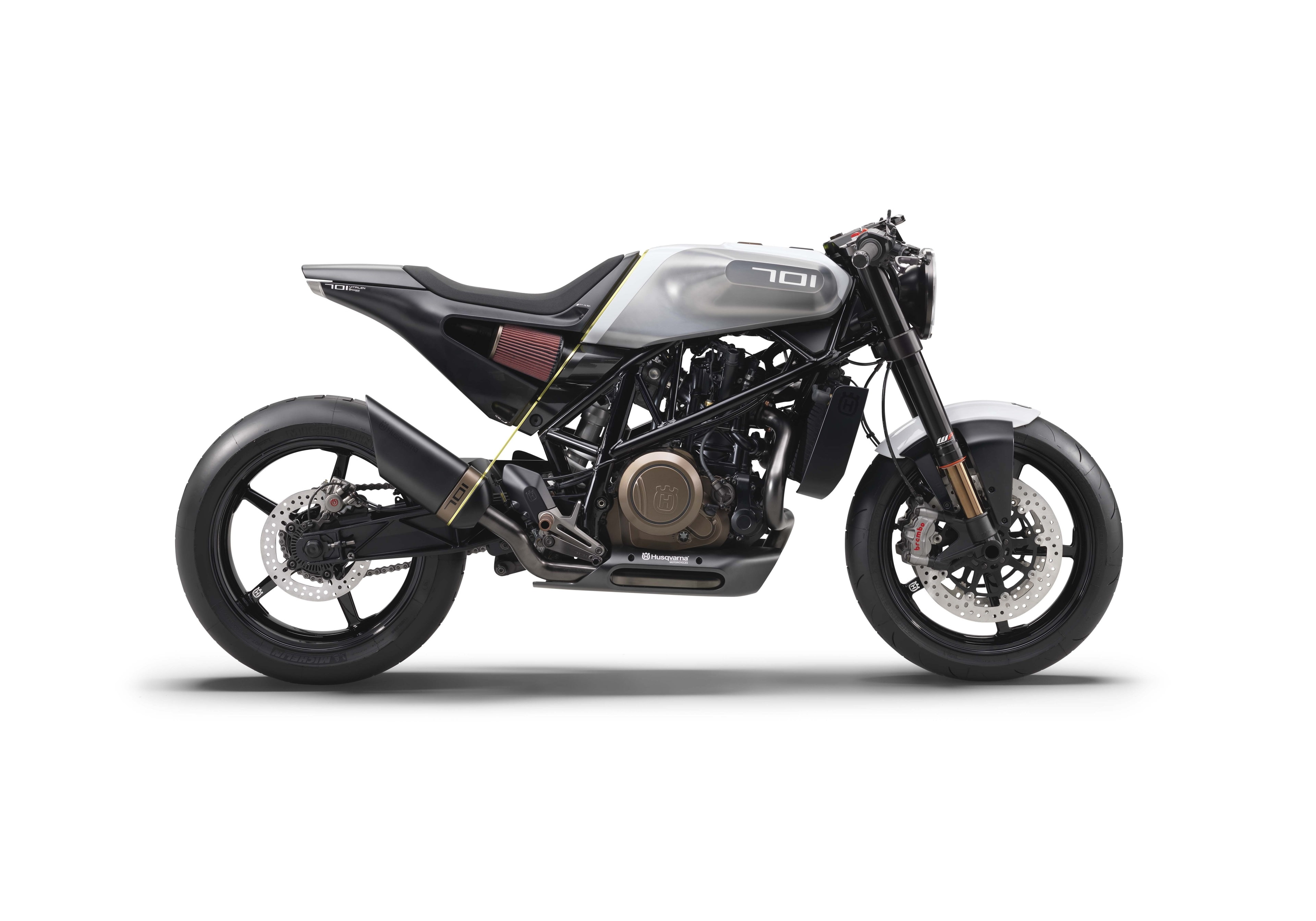 white background, transportation, metal, motorcycle, stationary, side view, husqvarna vitpilen 701 4k desktop high resolution, chrome, cut out, no people, HD Wallpaper