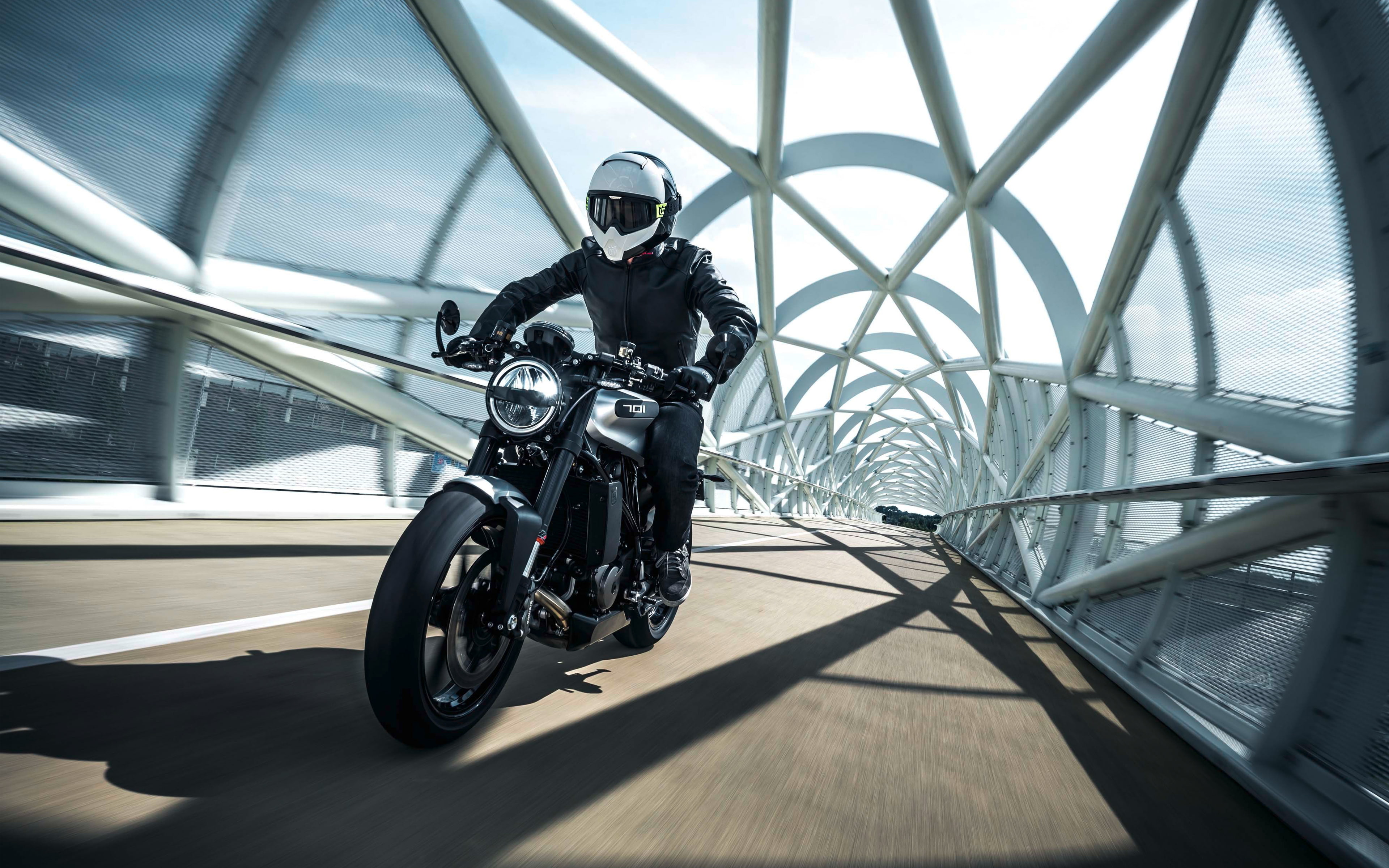 2018, day, outdoors, k, shadow, sunlight, Husqvarna, transportation, 4K, lifestyles, 701, riding, land vehicle, crash helmet, real people, one person, HD Wallpaper