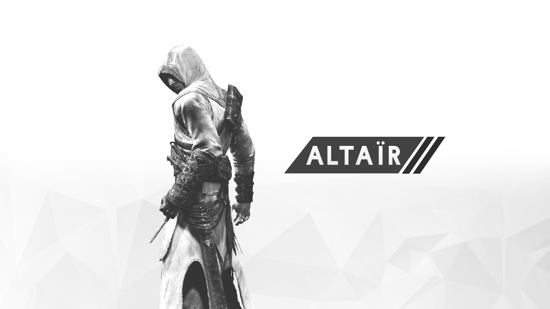 Assassins Creed, low angle view, clear sky, text, statue, representation, digital, video games, communication, digital art, minimalism, art and craft, HD Wallpaper