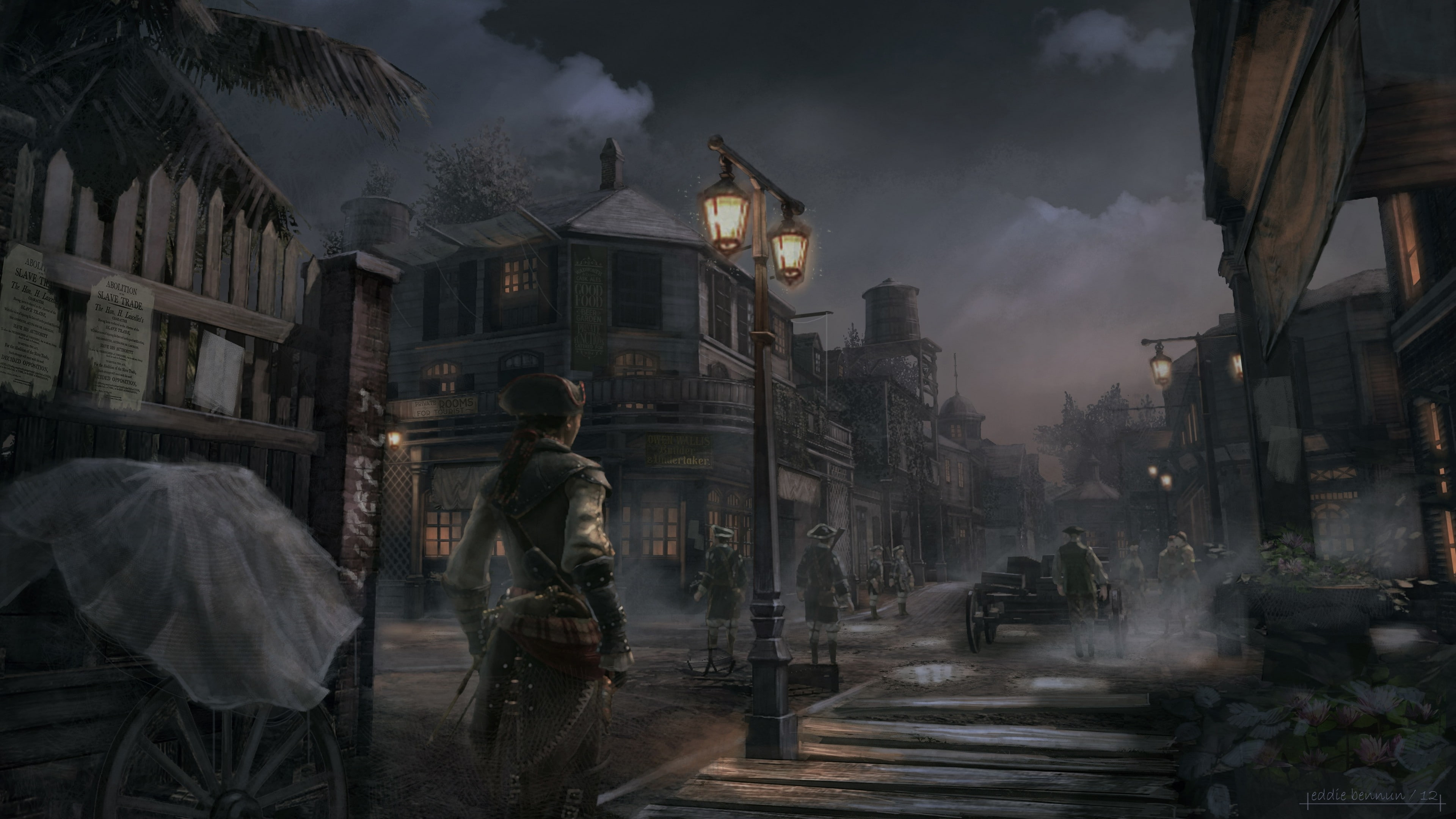 nature, Assassins Creed, Assassins Creed III, cloud - sky, building, real people, built structure, 4K, dusk, pollution, standing, air pollution, street, HD Wallpaper
