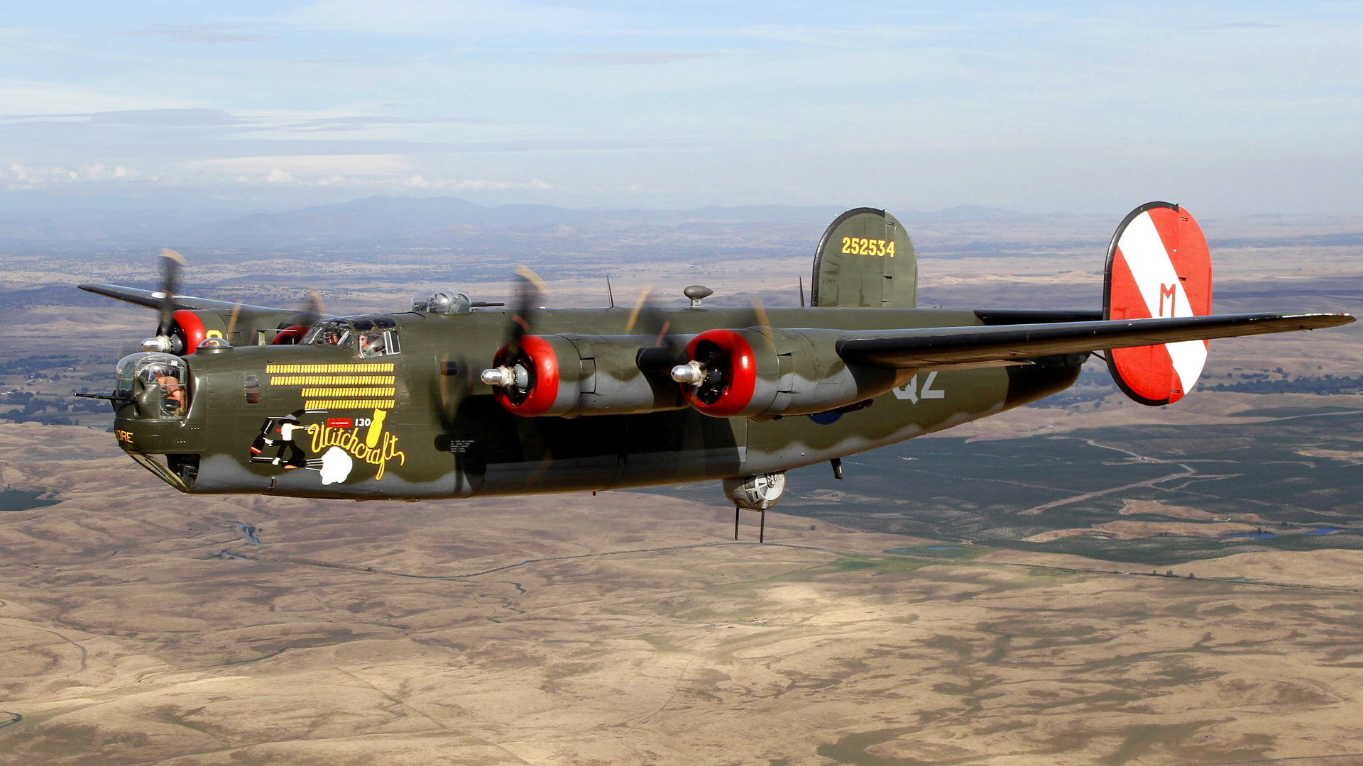 Liberator, flight, bomber, B-24, Consolidated, 1080P, retro, the plane, landscape, HD Wallpaper