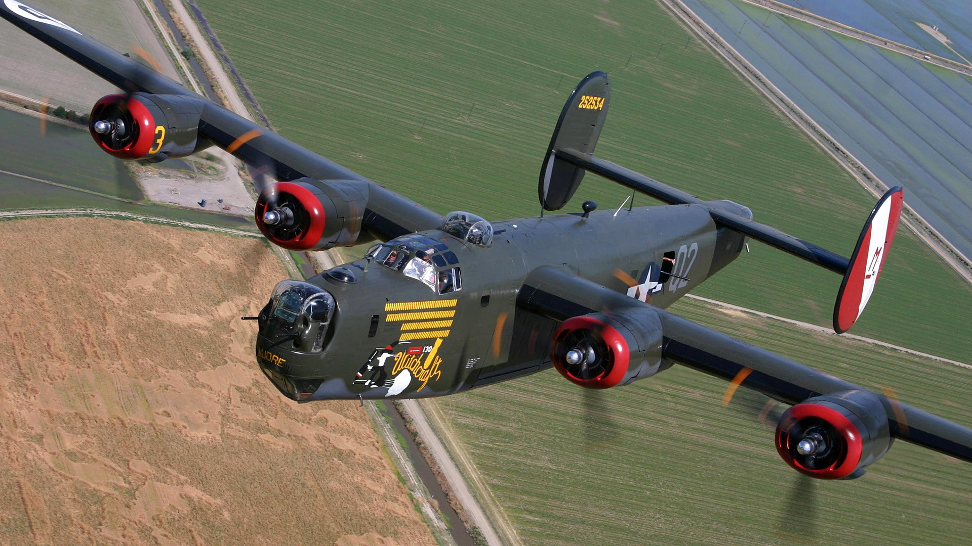 B-24, bomber, flight, Liberator, landscape, Consolidated, the plane, retro, 1080P, HD Wallpaper