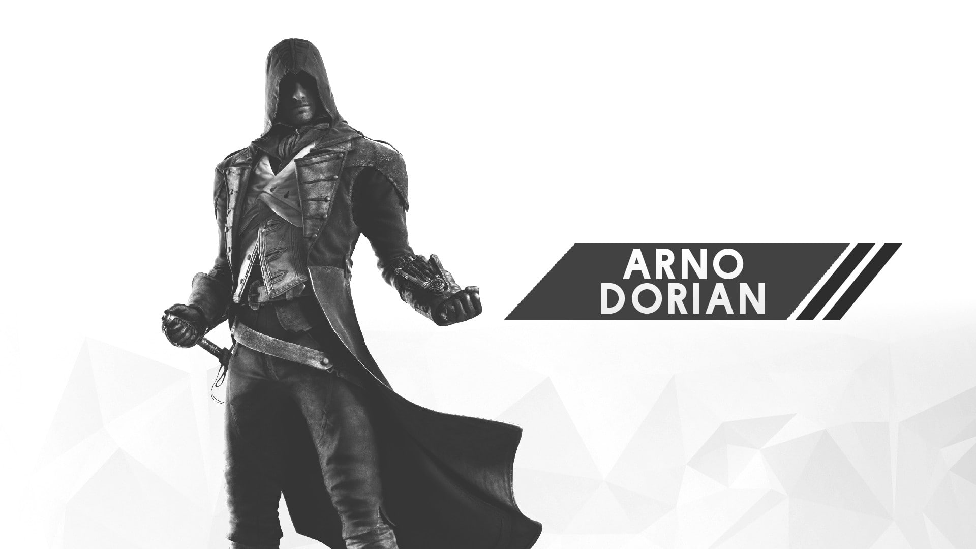 Assassins Creed:  Unity  white background  Assassins Creed  white  2D  video games  digital art  minimalism  Arno Dorian, 1080P, HD Wallpaper