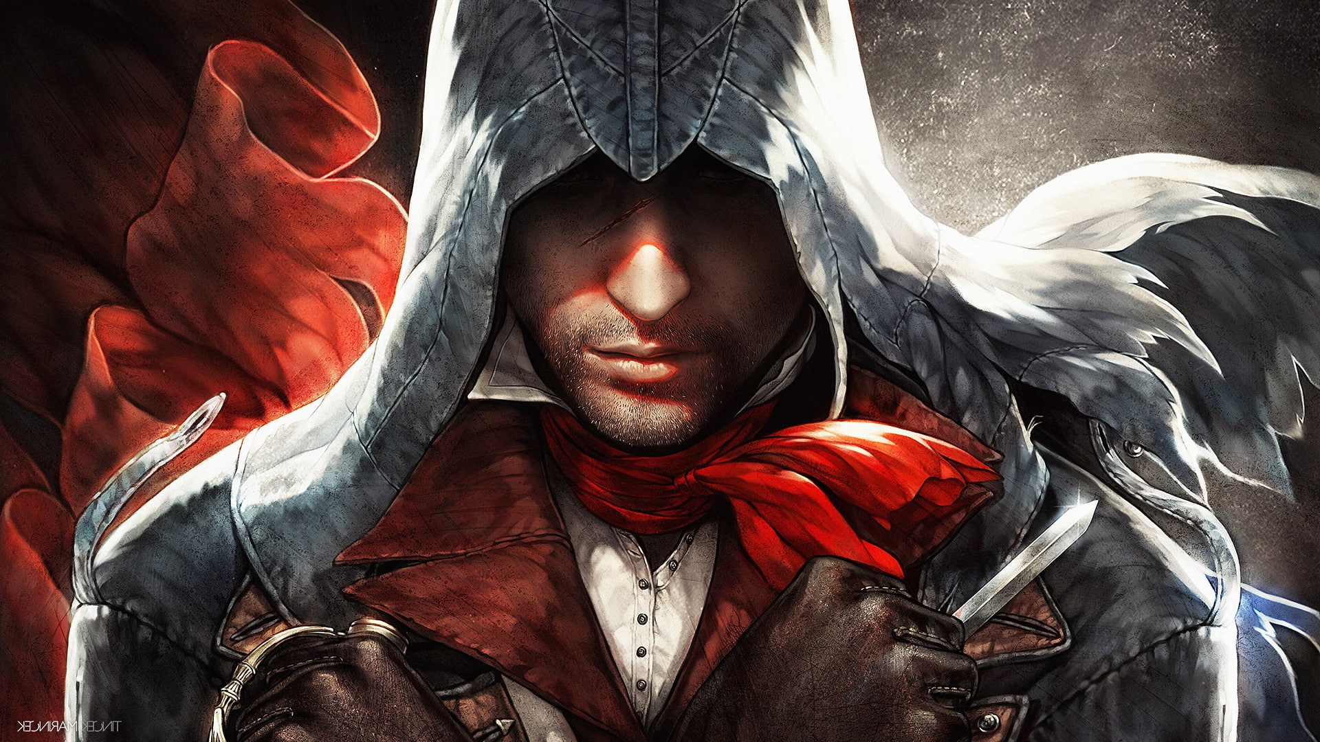 spirituality, real people, headshot, lifestyles, one person, video games, hood, Arno Dorian, portrait, 1080P, young adult, eyes closed, young men, adult, HD Wallpaper