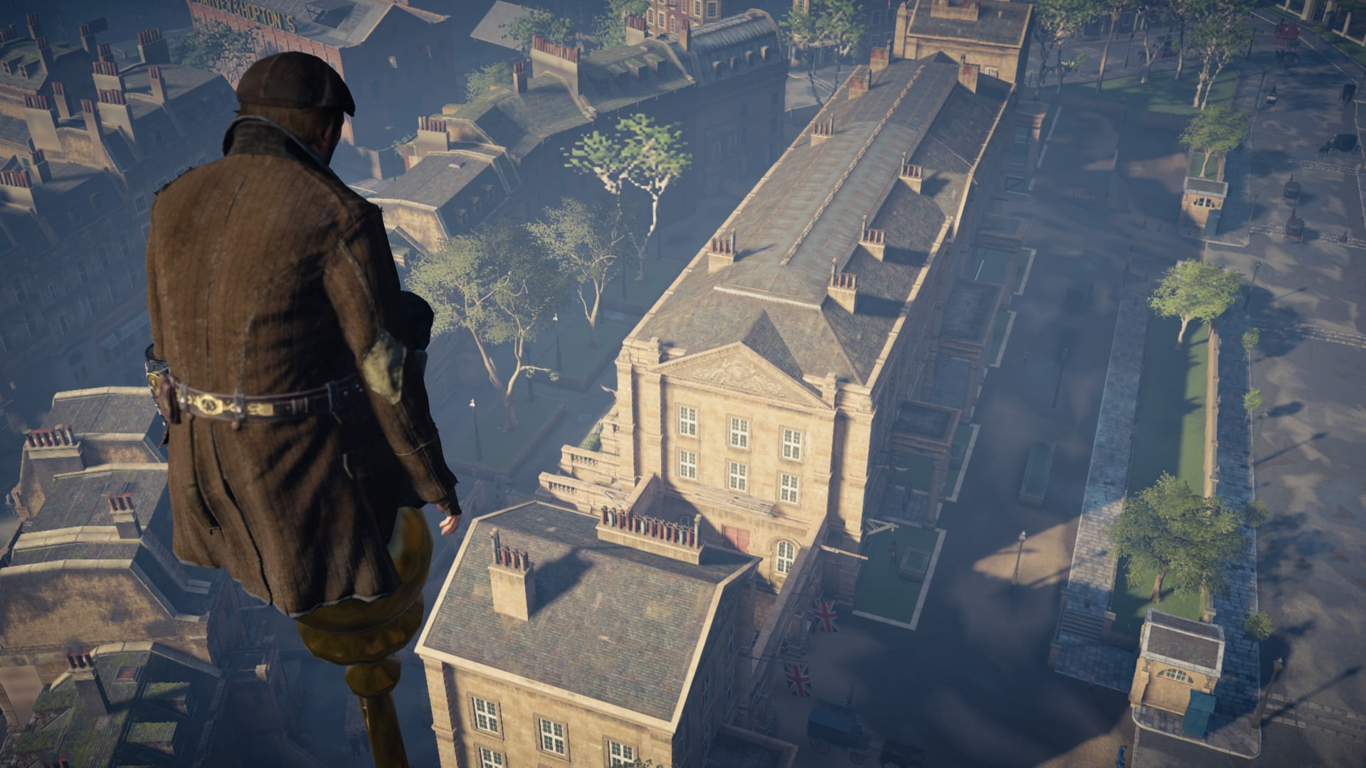 Jacob Frye, Assassins Creed, spirituality, statue, city, 1080P, built structure, building, human representation, belief, architecture, travel destinations, HD Wallpaper