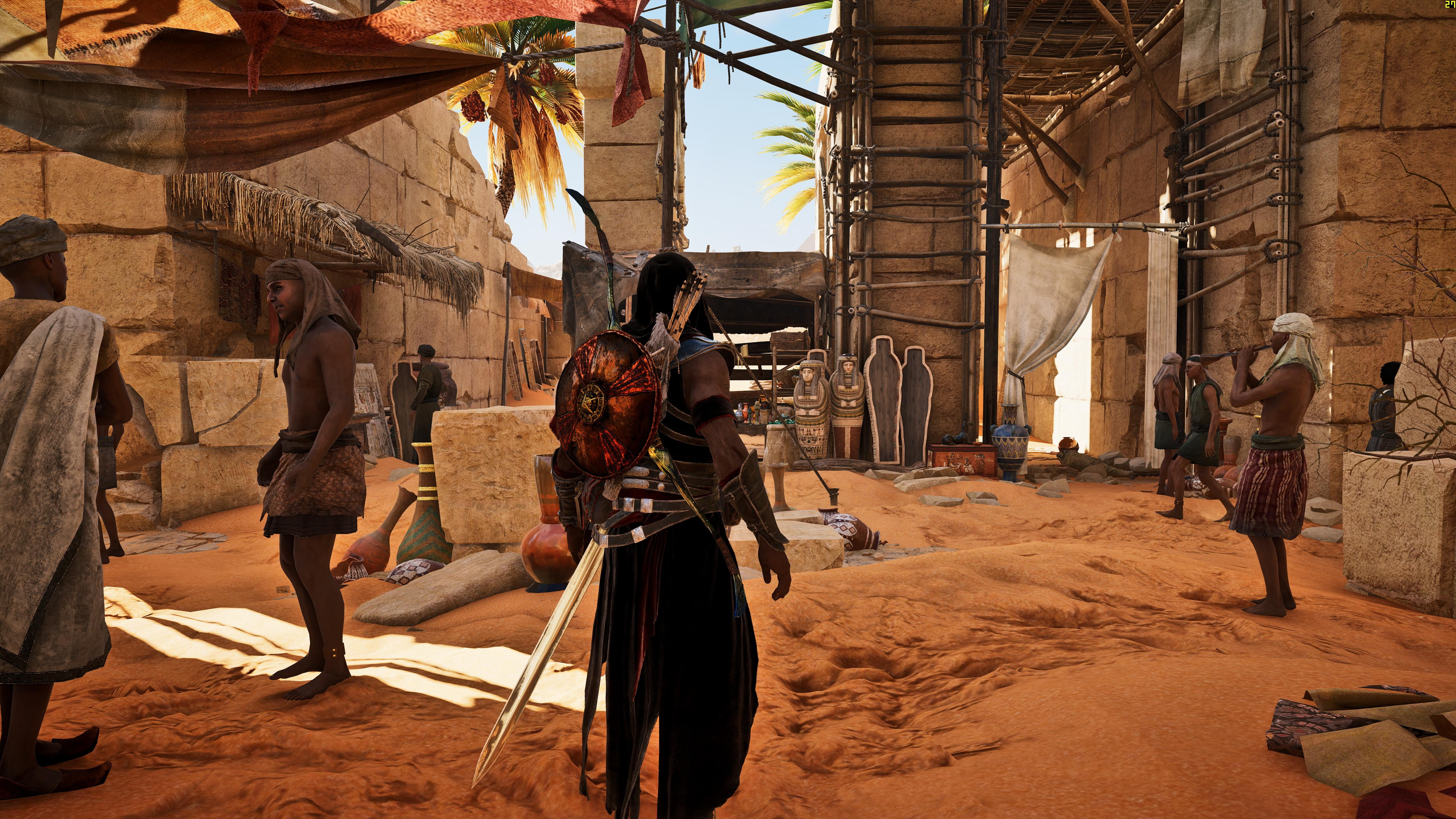 nature, architecture, holding, sunlight, outdoors, group of people, built structure, 5K, Bayek, video games, men, building, Ubisoft, building exterior, HD Wallpaper