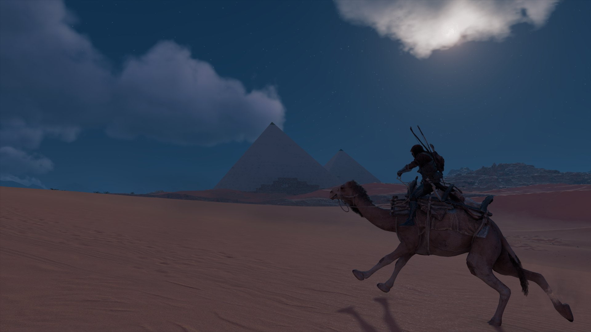 arid climate, beauty in nature, land, Assassins creed Origins, sand dune, travel, cloud - sky, Bayek, representation, animal themes, domestic, sand, desert, HD Wallpaper