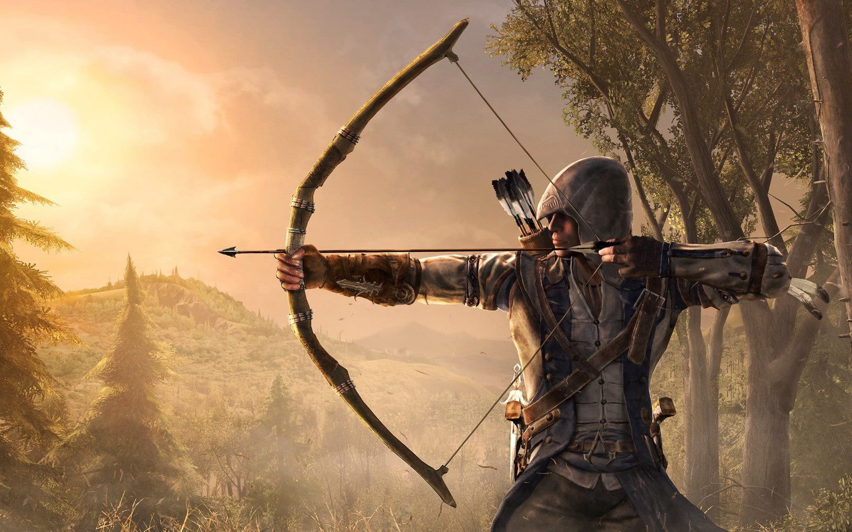 video games  Connor Kenway  bow  Assassins Creed III  Assassins Creed, 720P, HD Wallpaper