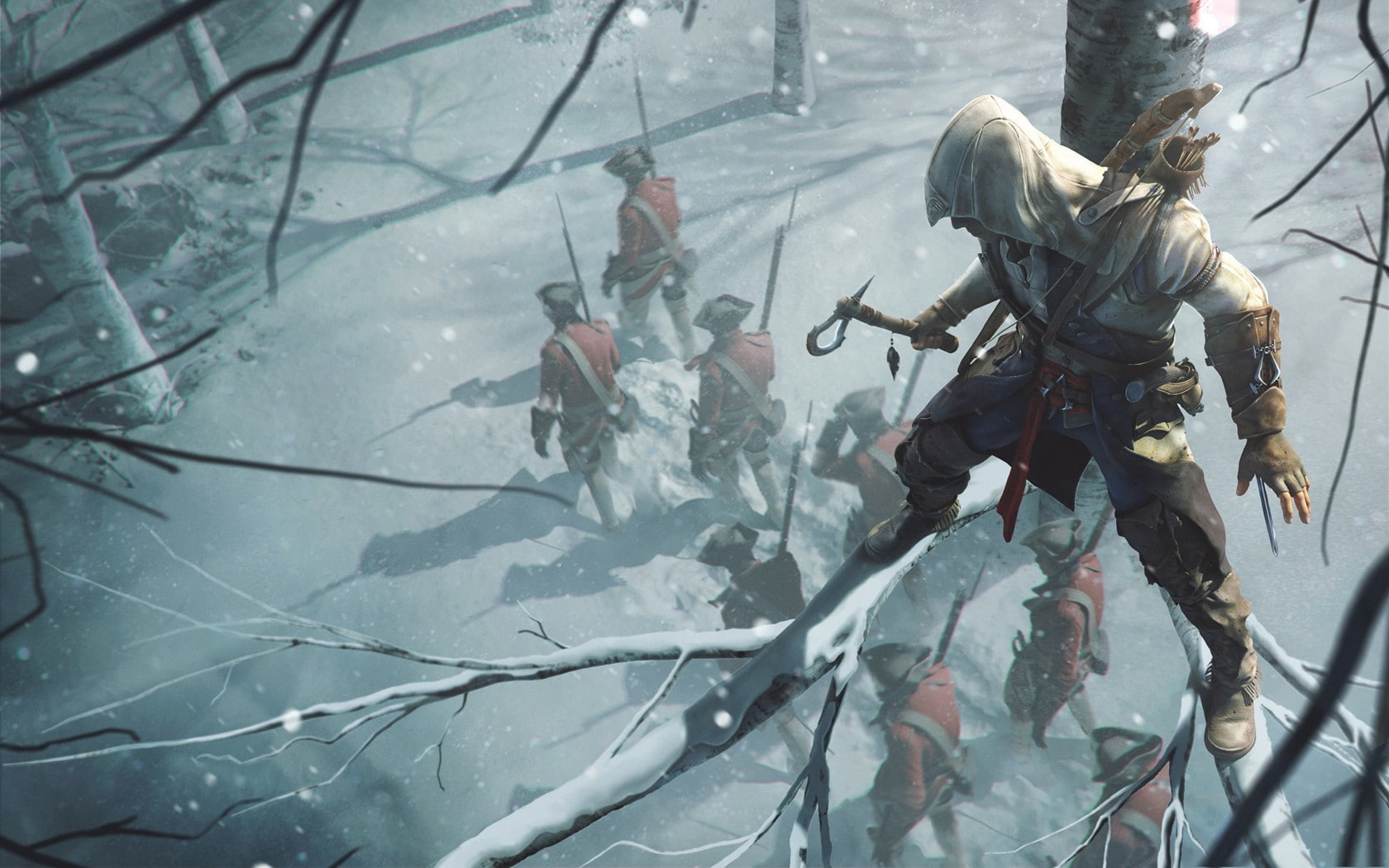 nature, army soldier, 720P, military, winter, sign, assassins creed 3 connor kenway, day, high angle view, unrecognizable person, occupation, outdoors, HD Wallpaper