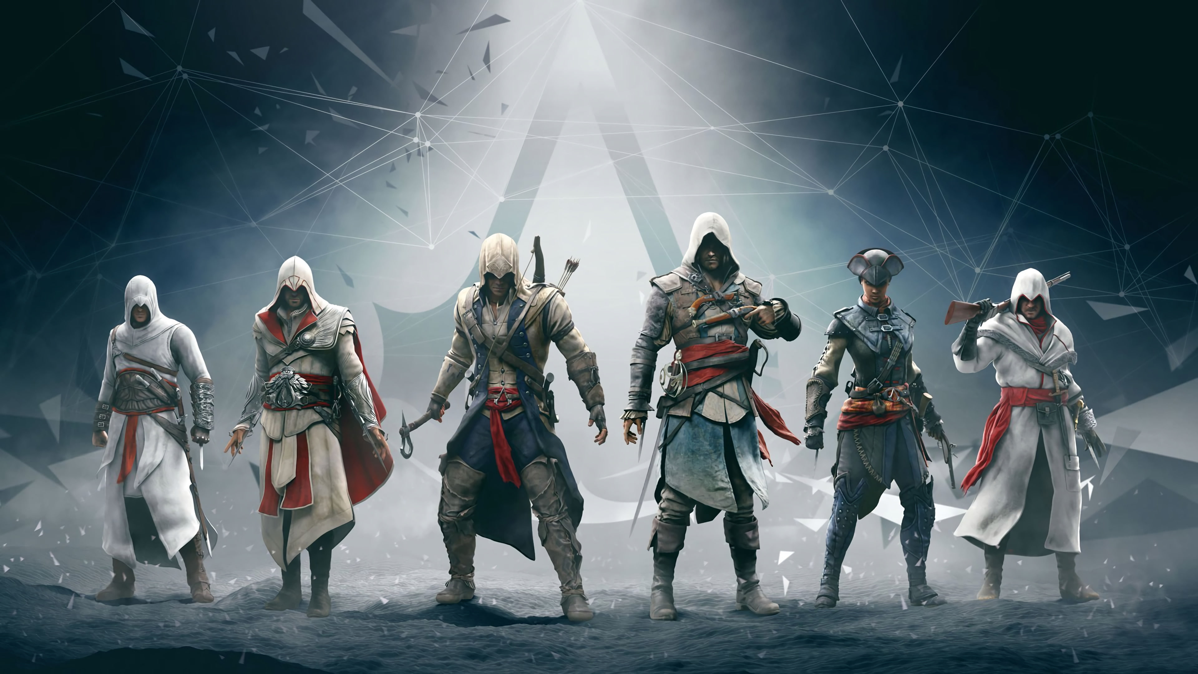 edward kenway ezio auditore da firenze altar ibn laahad connor kenway assassins creed, teamwork, adult, stage, technology, 4K, people, young adult, group, HD Wallpaper