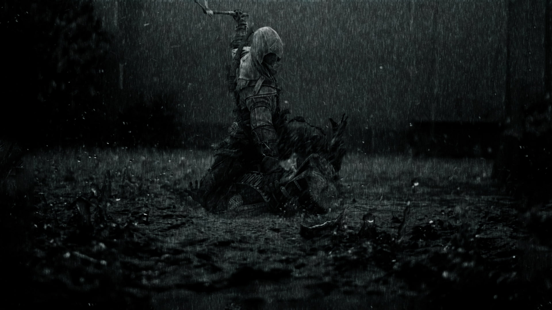 Assassins Creed 3, assassins, connor, creed, kenway, assassin, the creed of the assassins, killer, rises, 1080P, dark, knight, rain, HD Wallpaper