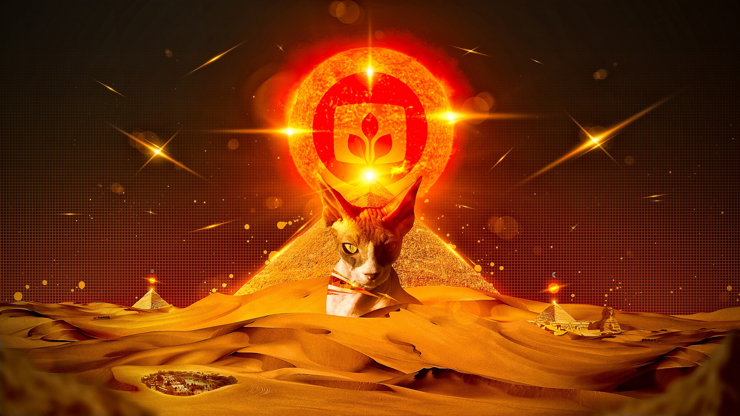 3d and abstract, sphynx, 2K, HD Wallpaper