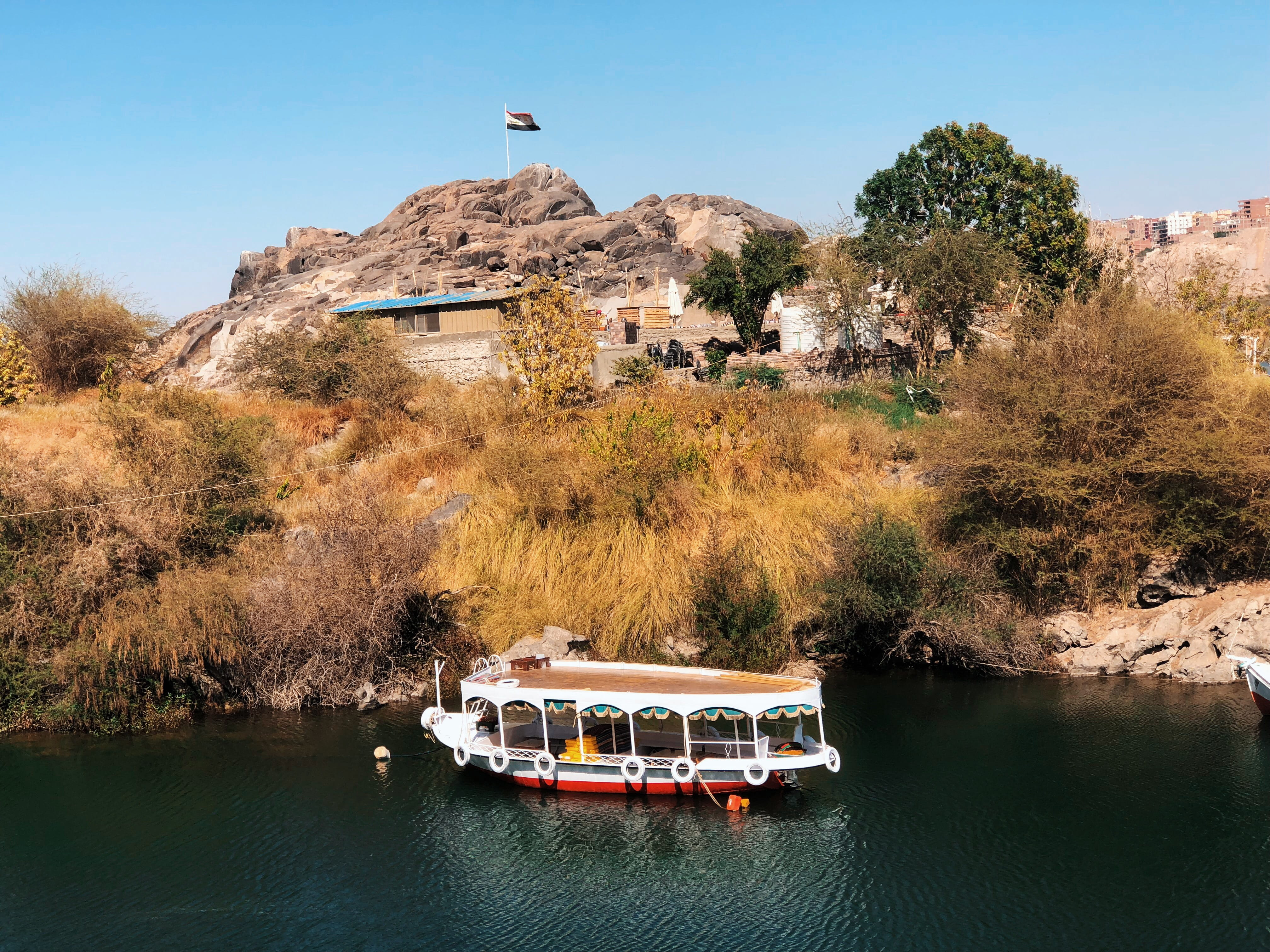 aswan, 4K, day, landscape, nautical vessel, building exterior, architecture, outdoors, built structure, nature, tree, plant, egypt, view, river, building, HD Wallpaper