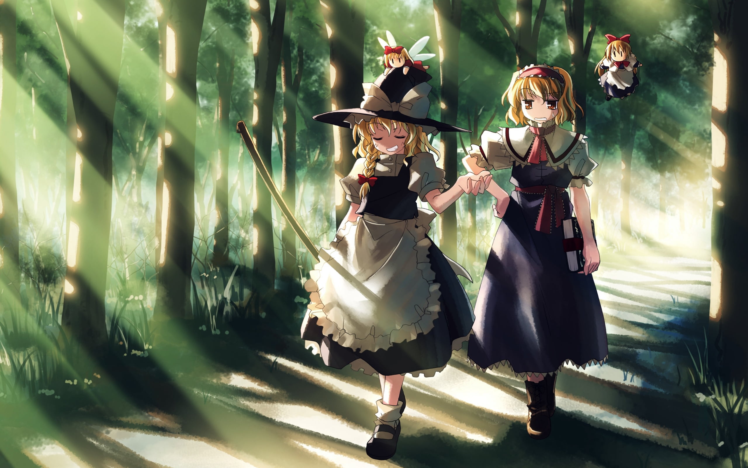 fun, stage Costume, 2K, leisure activity, shadow, characters, females, night, anime, adult, togetherness, young women, child, costume, nature, two people, HD Wallpaper