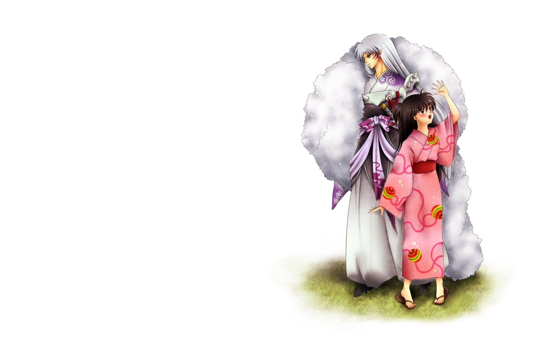 front view, holding, illustration, kimono, isolated, females, looking, traditional Clothing, japanese Culture, childhood, innocence, girl, cultures, costume, HD Wallpaper