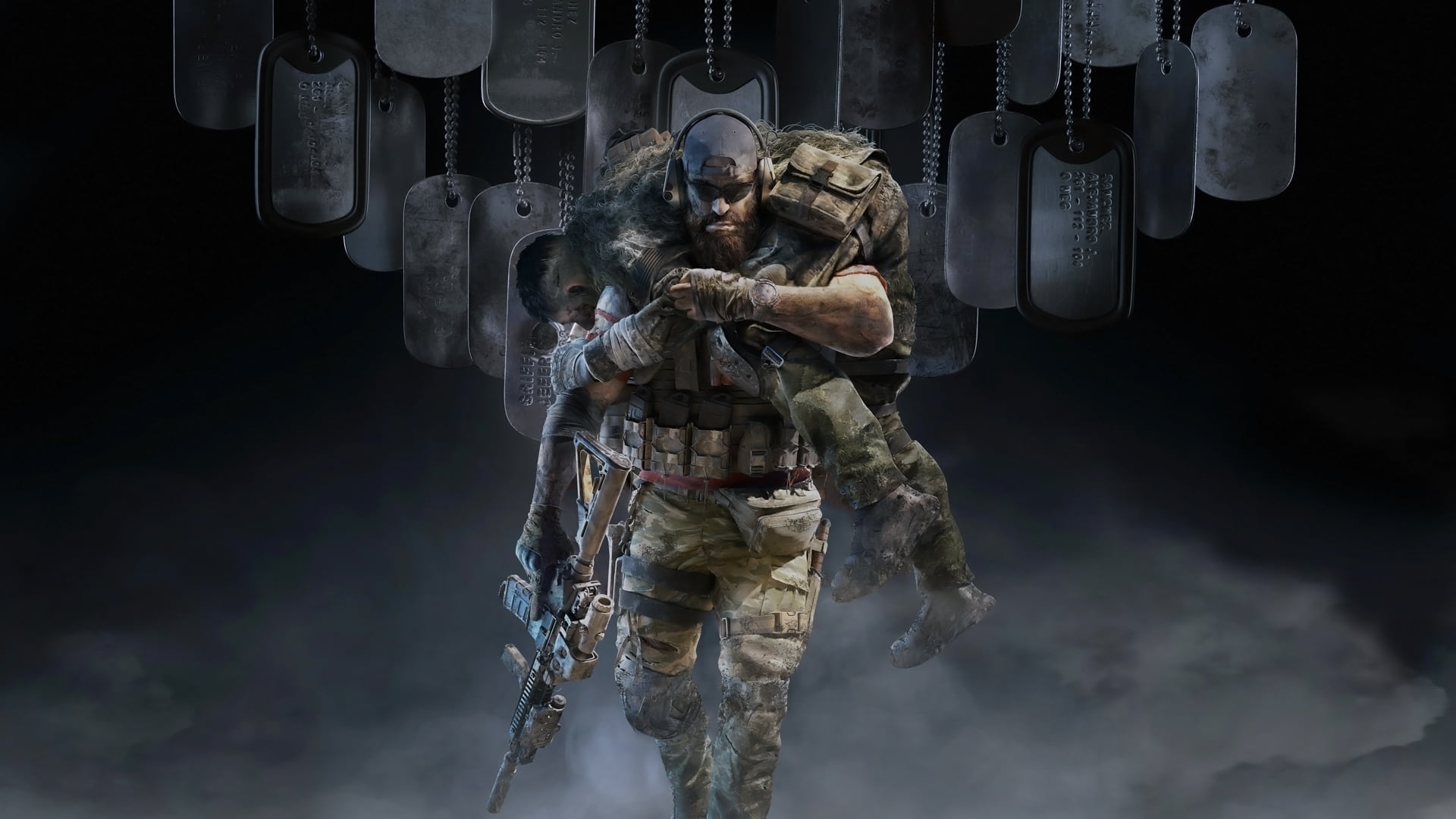 friendship, soldier, video game art, Tom Clancys Ghost Recon Breakpoint, weapon, 1080P, Ghost Recon Breakpoint, war, game art, HD Wallpaper