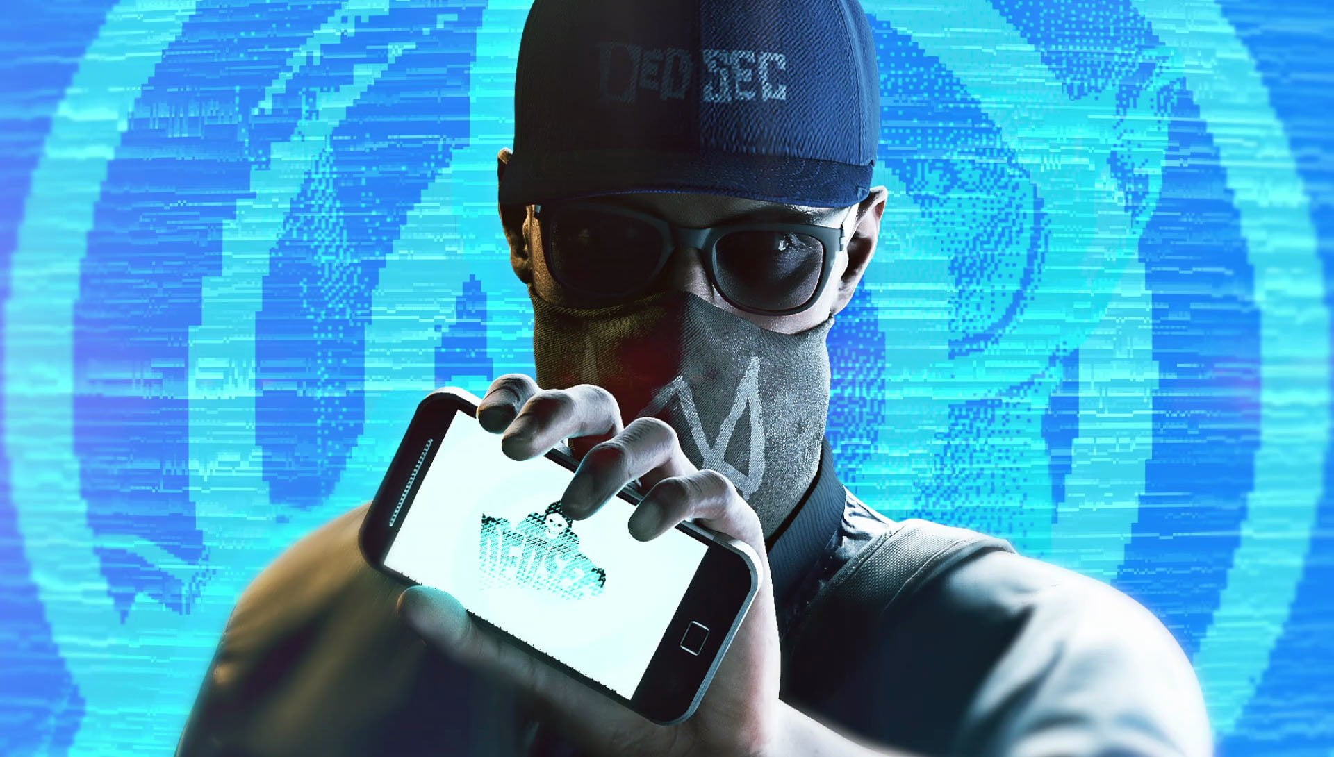 Watch Dogs 2, headshot, Video Game, screen, holding, wireless technology, communication, Marcus Holloway, connection, one person, technology, portrait, HD Wallpaper