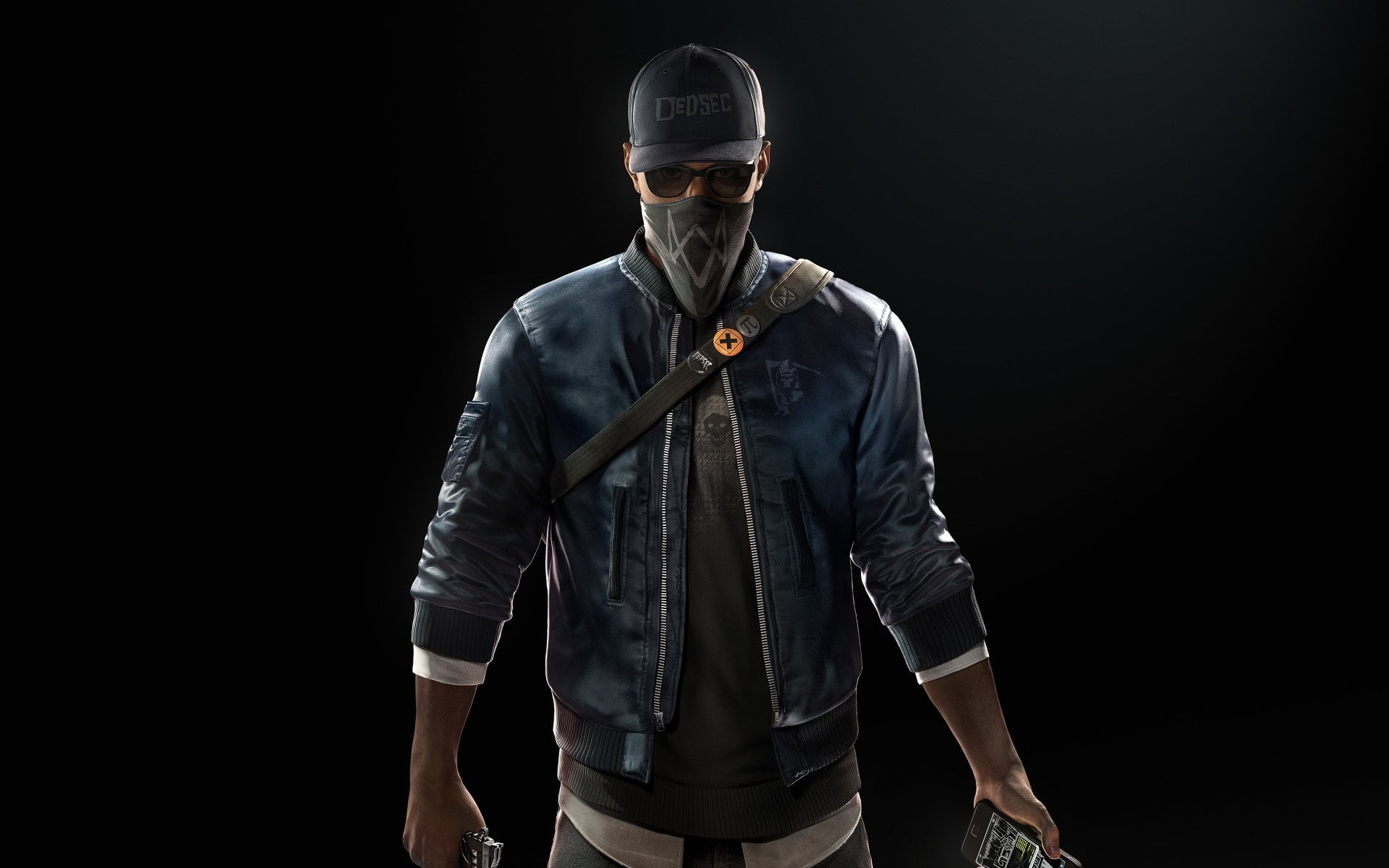 black, Video Game, portrait, one person, jacket, front view, s, black background, clothing, Marcus Holloway, young men, studio shot, adult, men, dark, cut out, HD Wallpaper