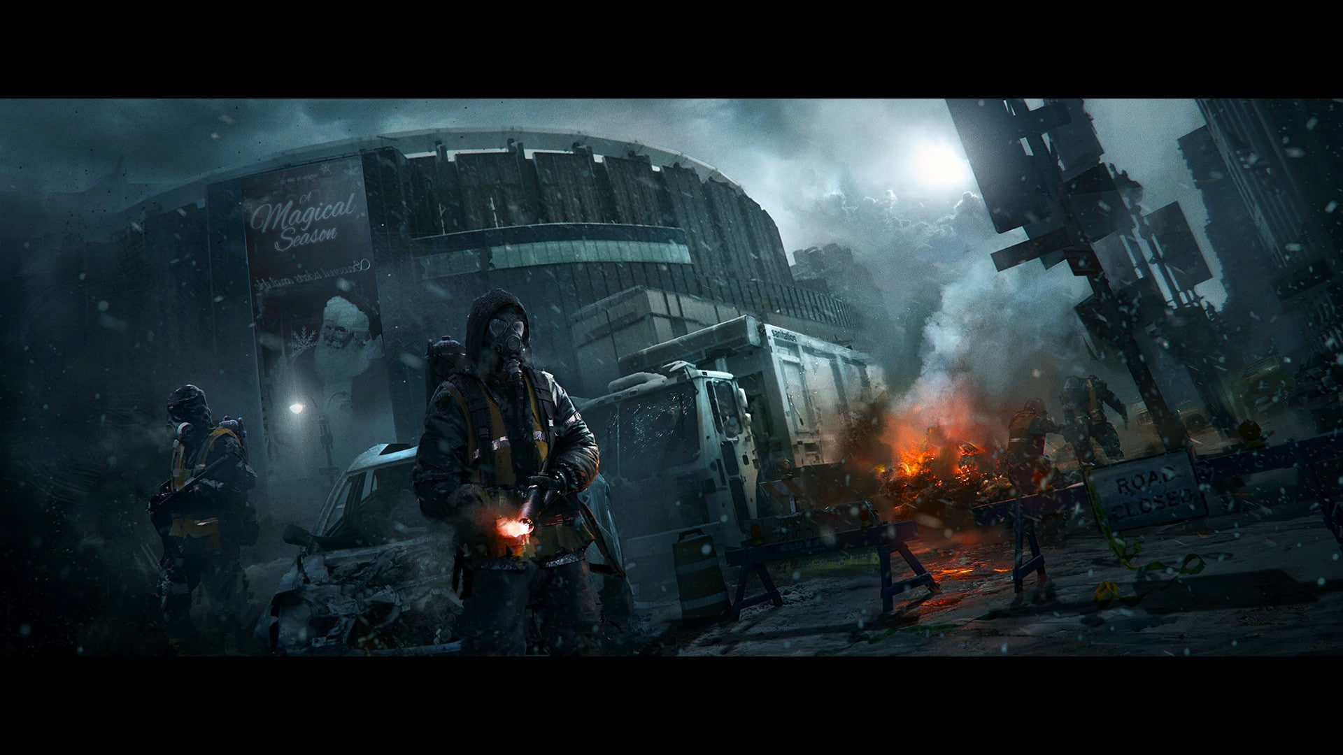 building exterior, built structure, smoke - physical structure, burning, The Cleaners, destruction, transfer print, Tom Clancys The Division, video games, HD Wallpaper