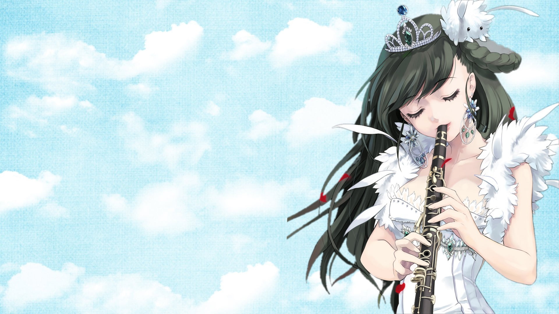 1080P, clothing, sky, leisure activity, anime, front view, anime girls, lifestyles, orchestra, child, music, females, innocence, standing, outdoors, day, HD Wallpaper