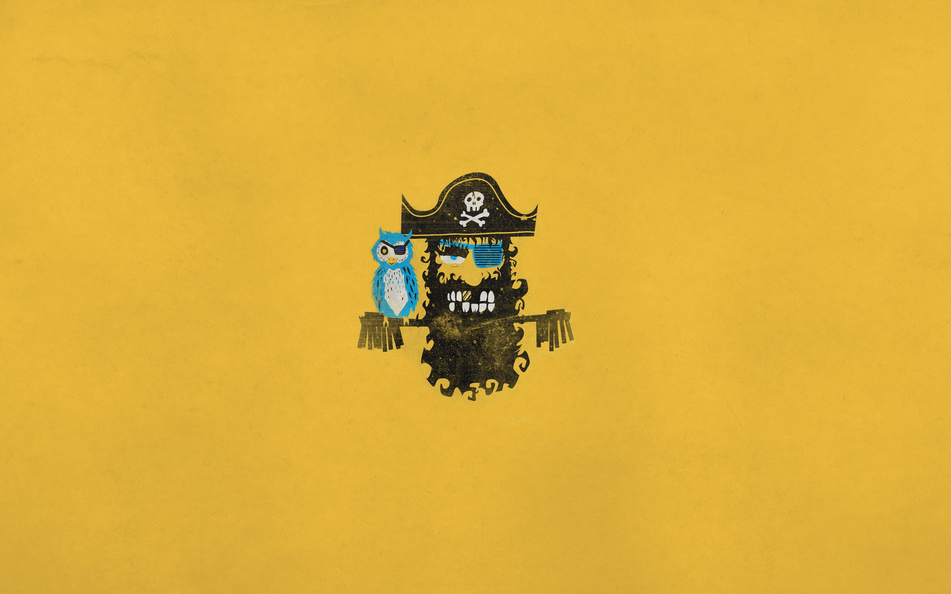 minimalism, skull, hat, headband, bones, parrot, 1080P, Blackbeard, bird, gold tooth, pirate, HD Wallpaper
