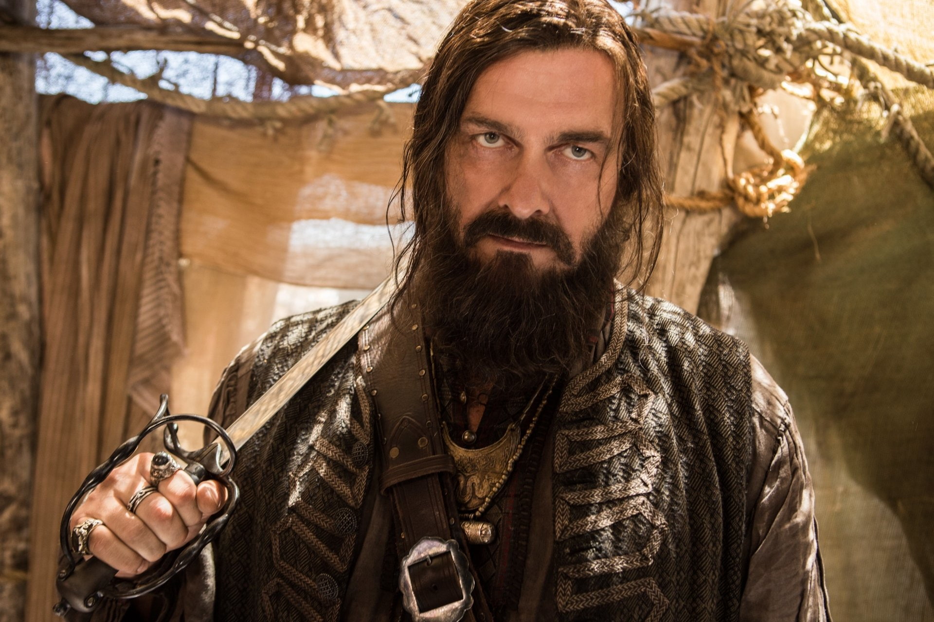TV Show, beard, tree, mustache, contemplation, looking at camera, one person, portrait, Edward Teach, men, hair, Black Sails, males, brown hair, adult, HD Wallpaper