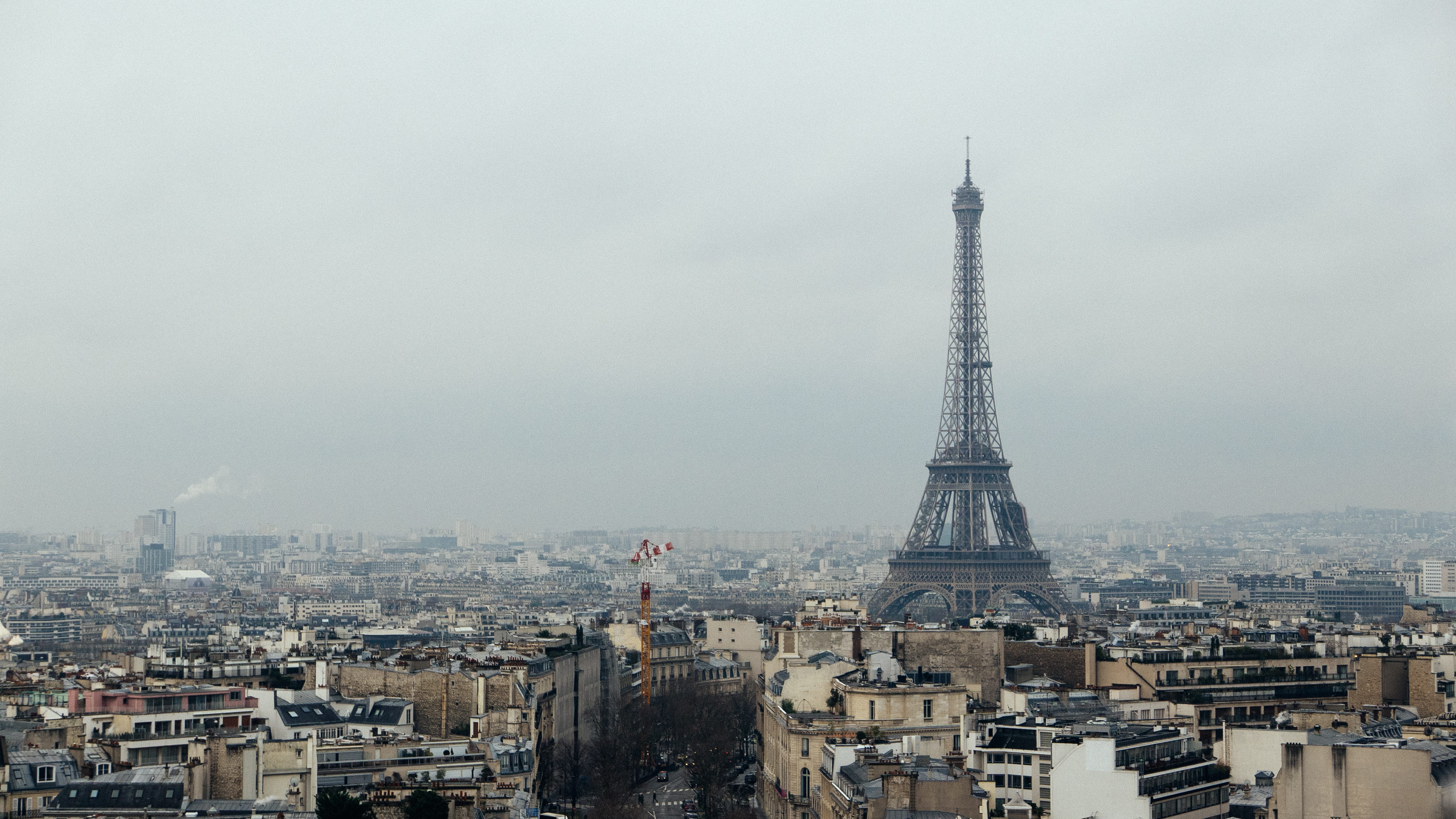 winter, skyscraper, outdoors, france, city, travel, crowd, building exterior, worlds fair, gloomy, metropolis, crowded, cold, smog, financial district, HD Wallpaper