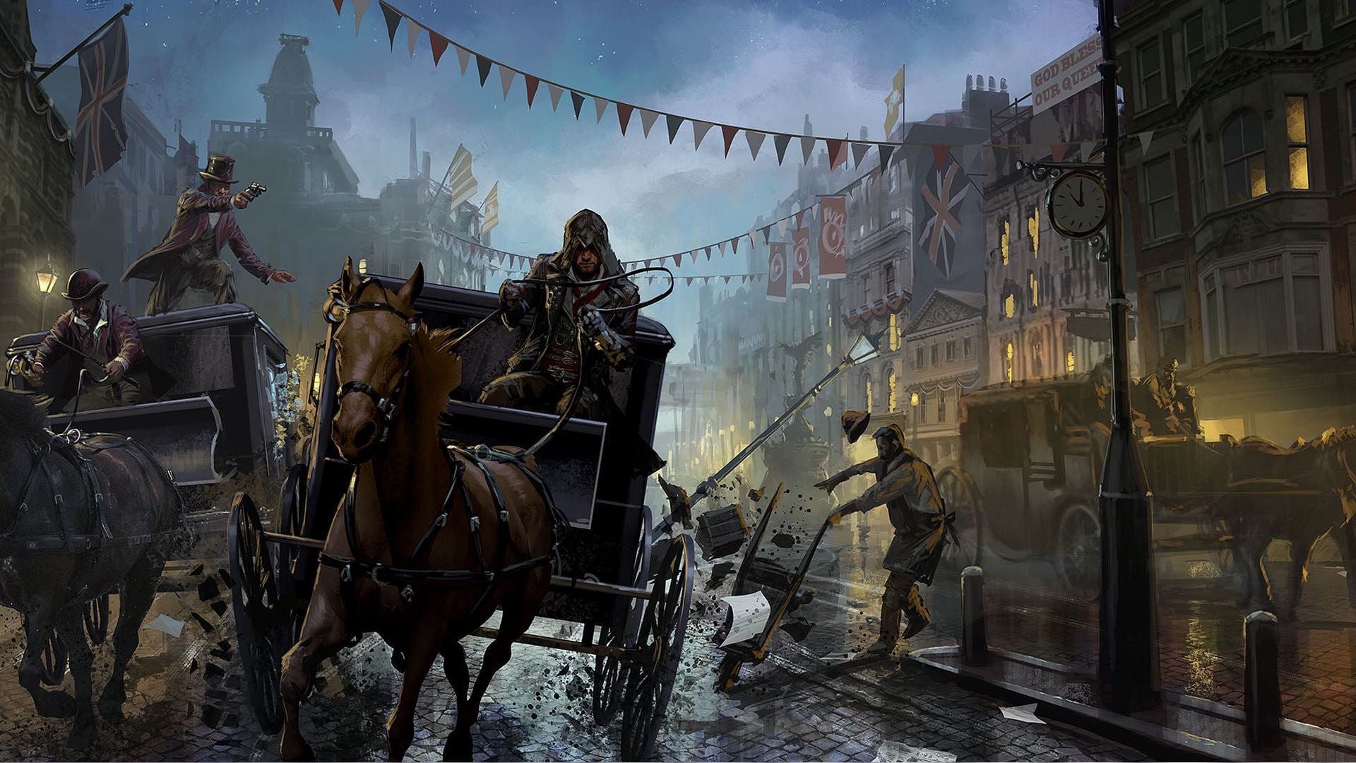 horse, pets, building exterior, herbivorous, cart, vertebrate, carriage, livestock, Assassins Creed, domestic, mammal, city, animal wildlife, architecture, HD Wallpaper