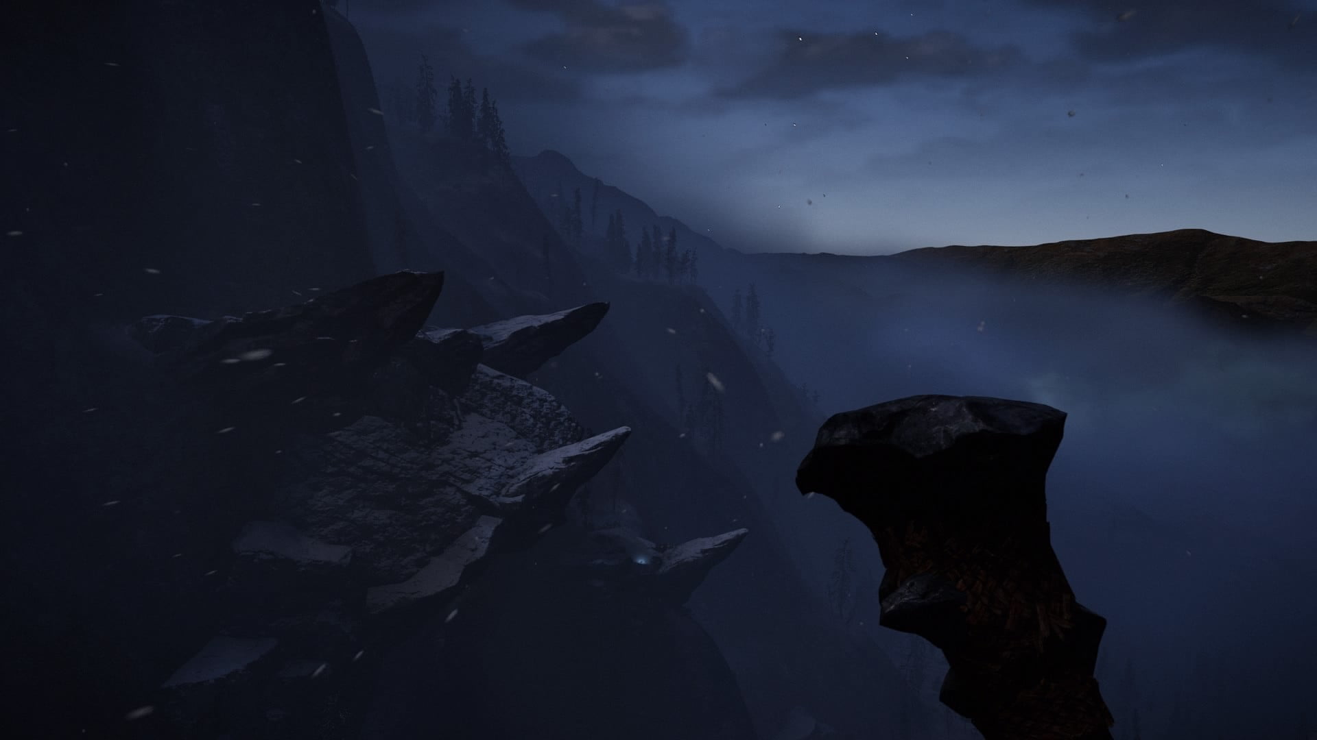 dusk, PlayStation 4, tranquility, scenics - nature, far cry primal, fog, 1080P, power in nature, night, white, nature, no people, sky, rock, coated, water, HD Wallpaper