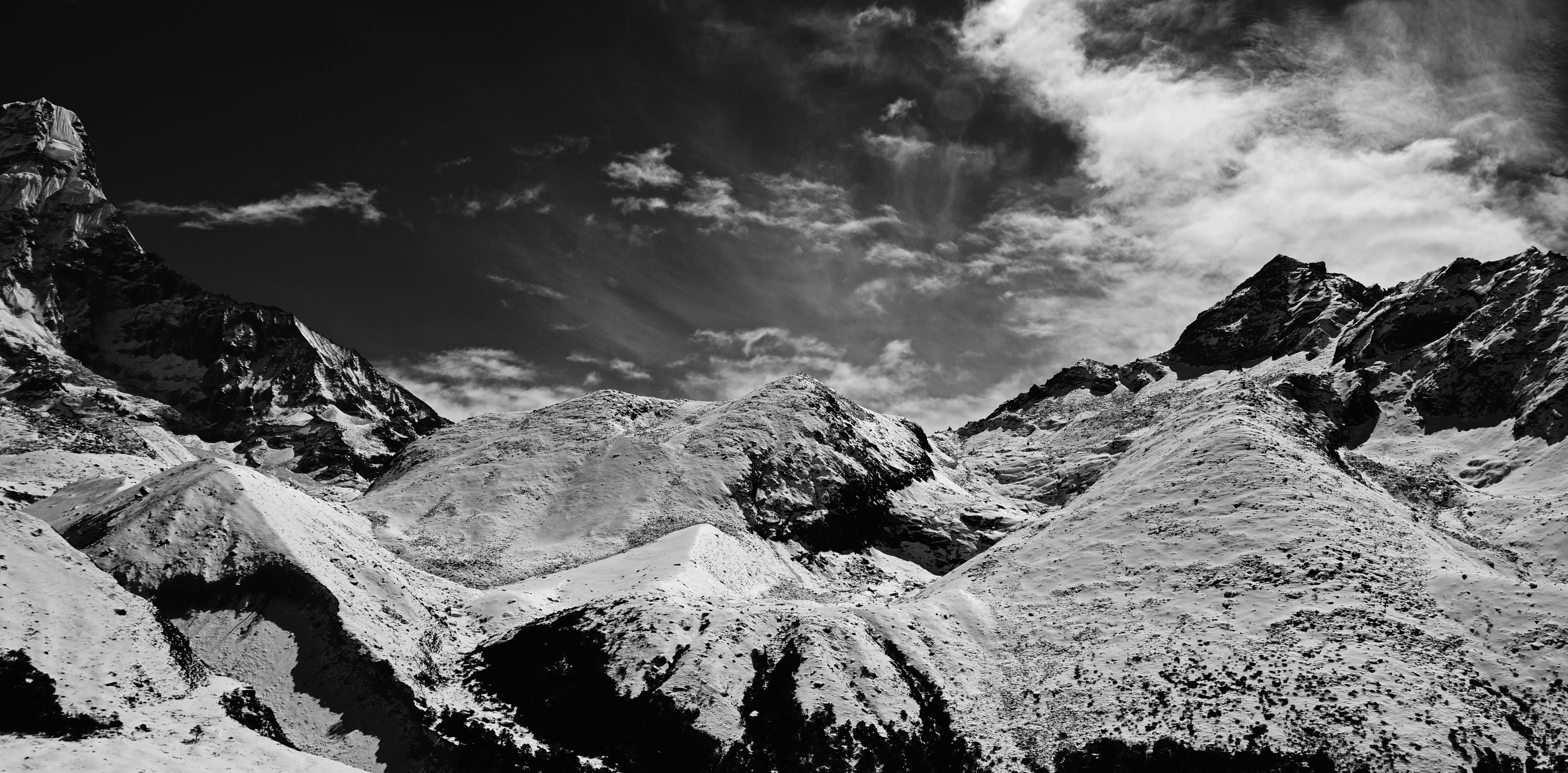 winter, 5K, non-urban scene, no people, mountain range, outdoors, dramatic landscape, namche, mountain peak, tranquility, mountain, snowcapped mountain, HD Wallpaper