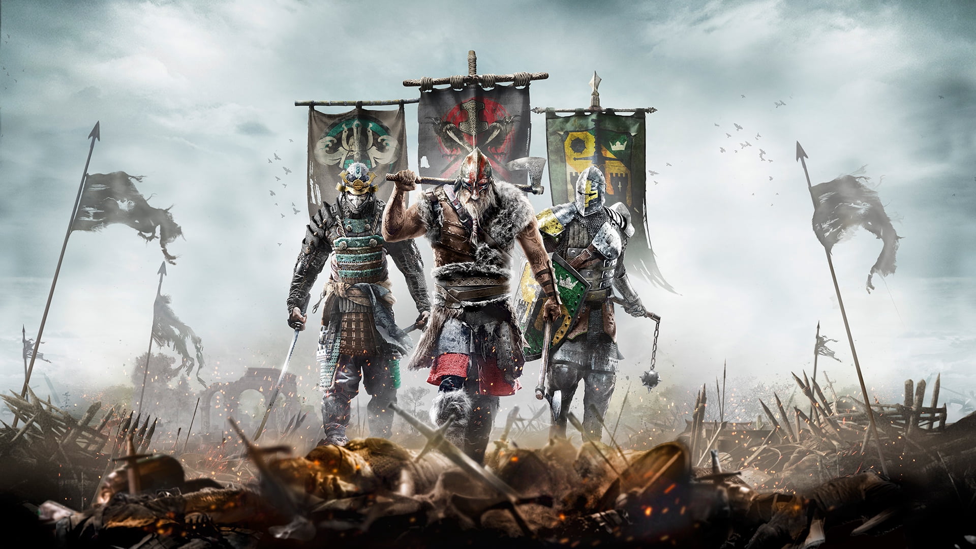 1080P, warriors, conflict, medieval, for honor, work Helmet, war, men, fire - Natural Phenomenon, horror, military, application, army, body Armor, shield, HD Wallpaper