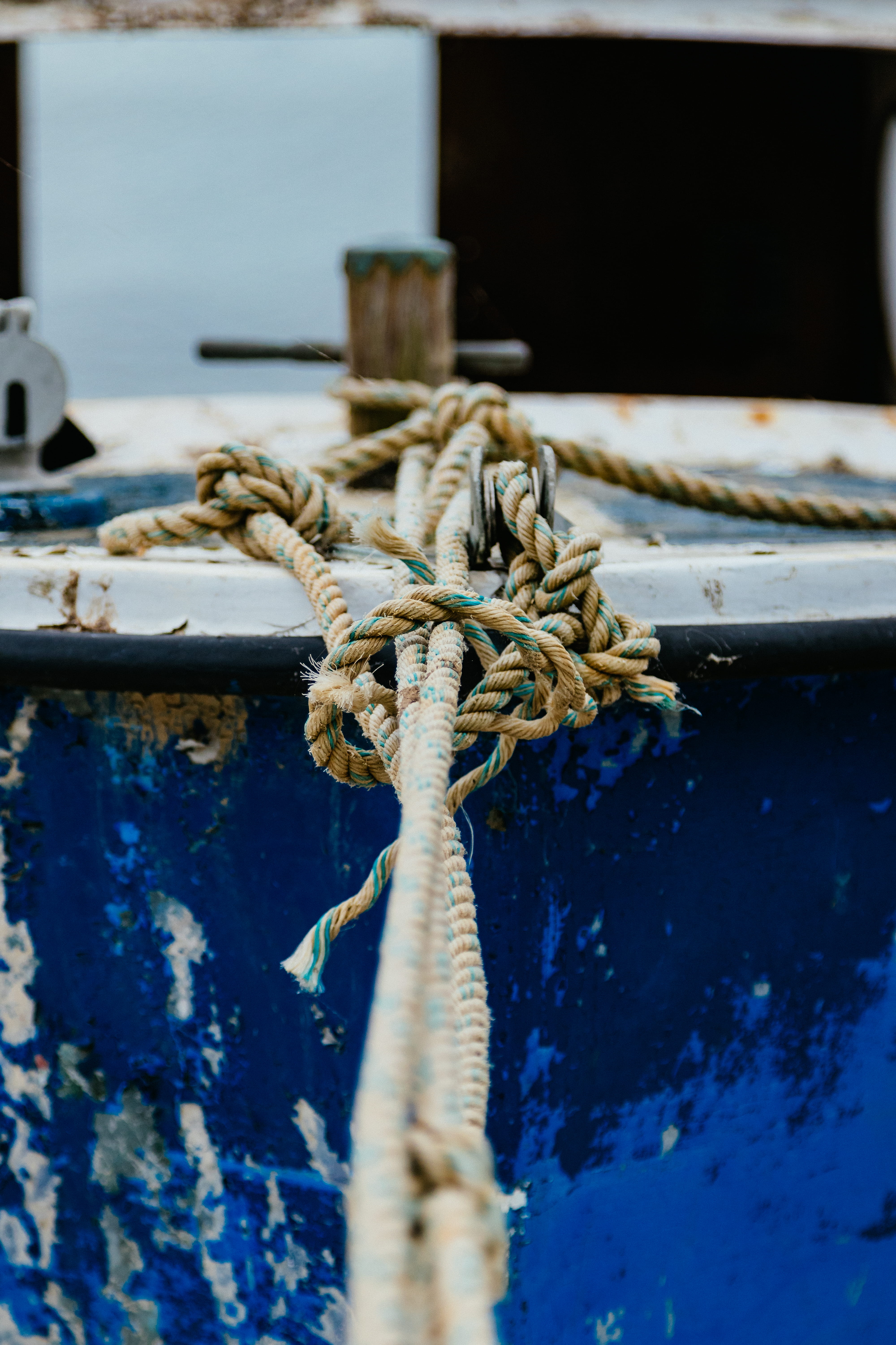 harbor, knot, vessel, brown, sailing Ship, lens, 5K, nature, close-up, dockyard, focus on foreground, day, boat, metal, transportation, animal, closeup, Phone HD Wallpaper