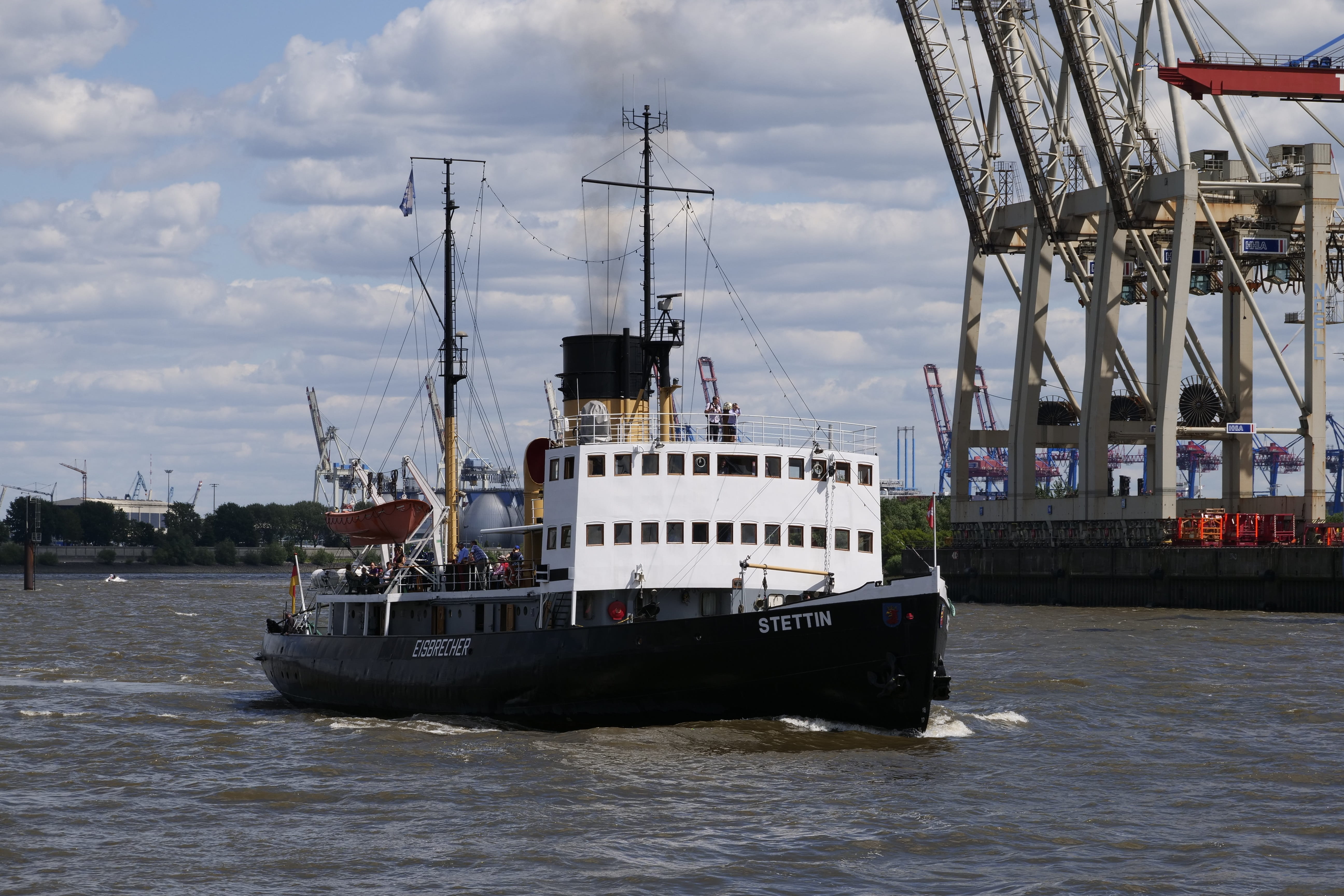 sailboat, sky, museum ship, nature, transportation, port, hamburg, business, nautical vessel, steamboat, eisbrecher - stettin, ship, sea, pier, old, passenger craft, HD Wallpaper