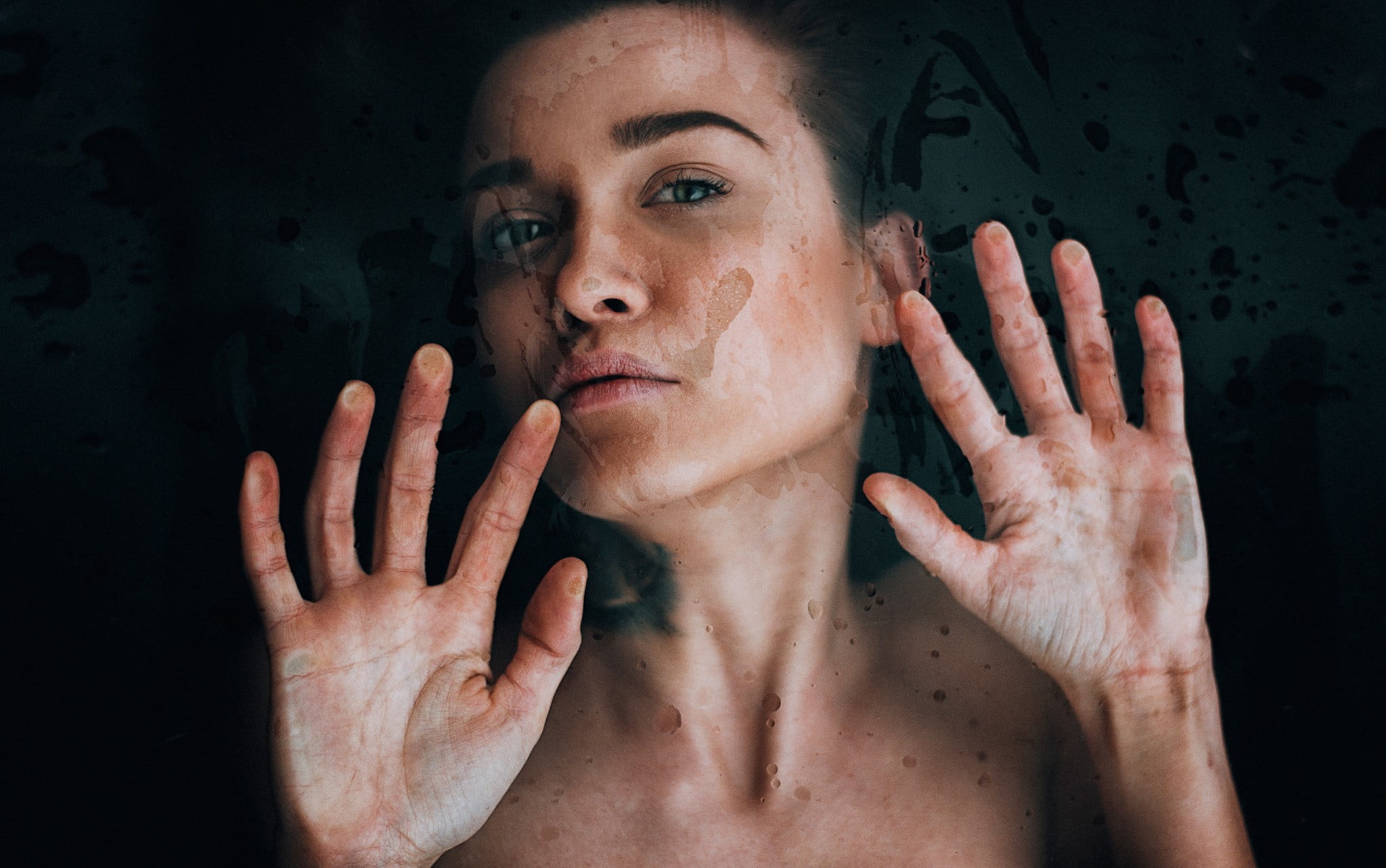 portrait, beautiful woman, nail, glass, beauty, 1080P, human face, palm, human finger, women, one person, finger, hands, human hand, hand, human body part, HD Wallpaper