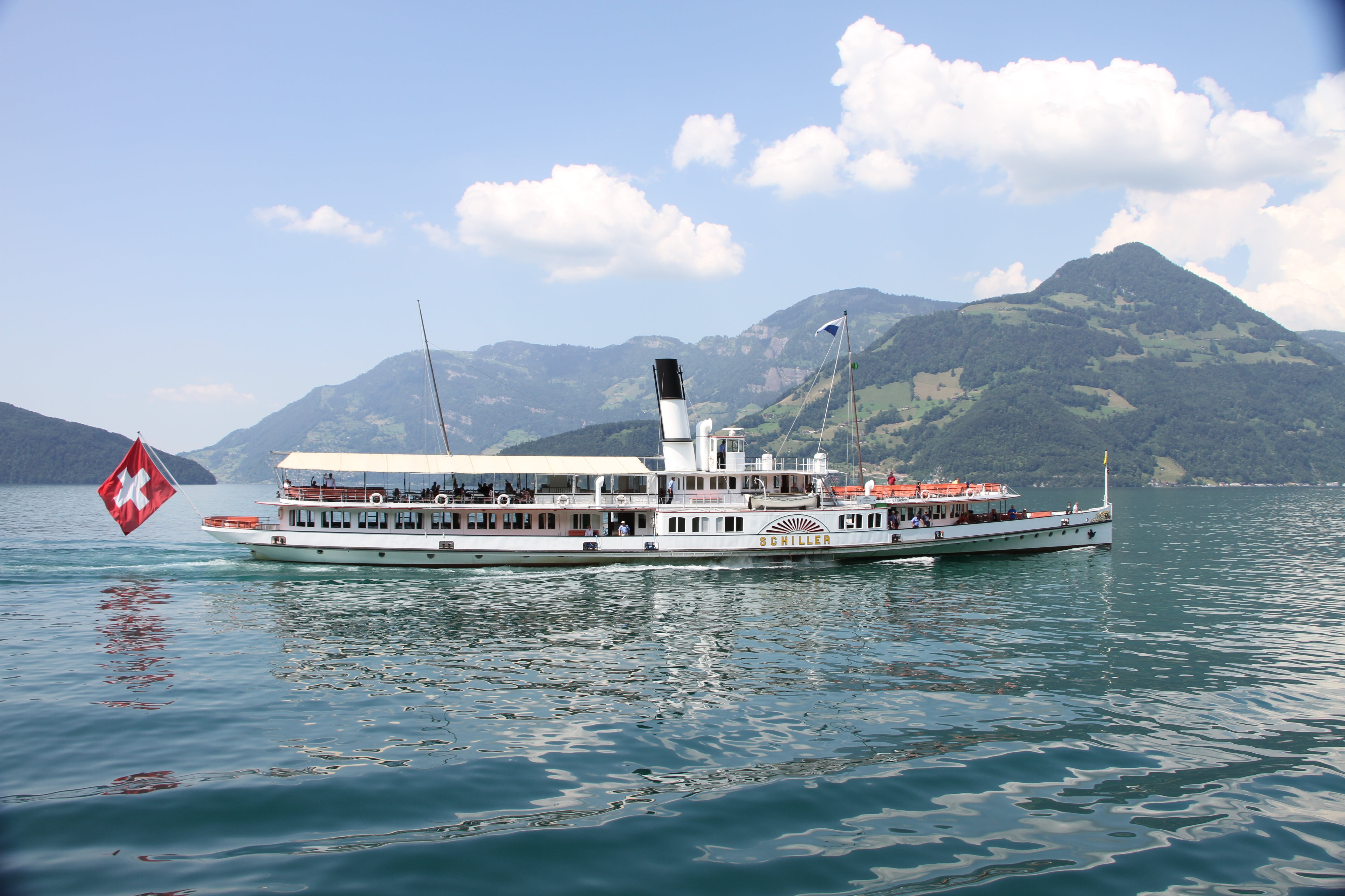 sea, steam, ship, lake lucerne region, ferry, tourism, water, yacht, outdoors, mountain, scenics - nature, travel, beauty in nature, chimney, swim, nature, HD Wallpaper