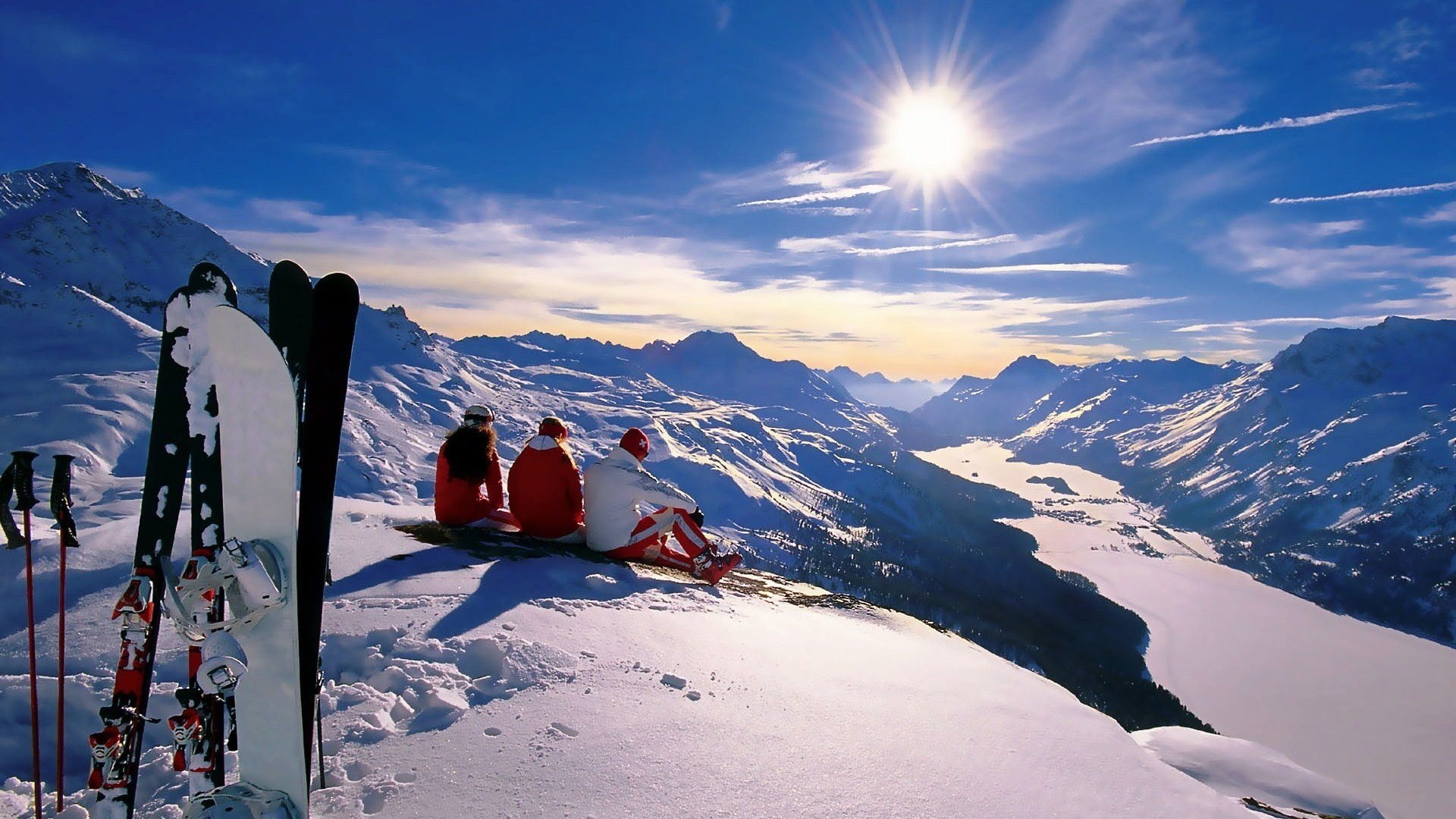 Winter, snow, skis, Sports, two, 1080P, one, Snowboard, HD Wallpaper