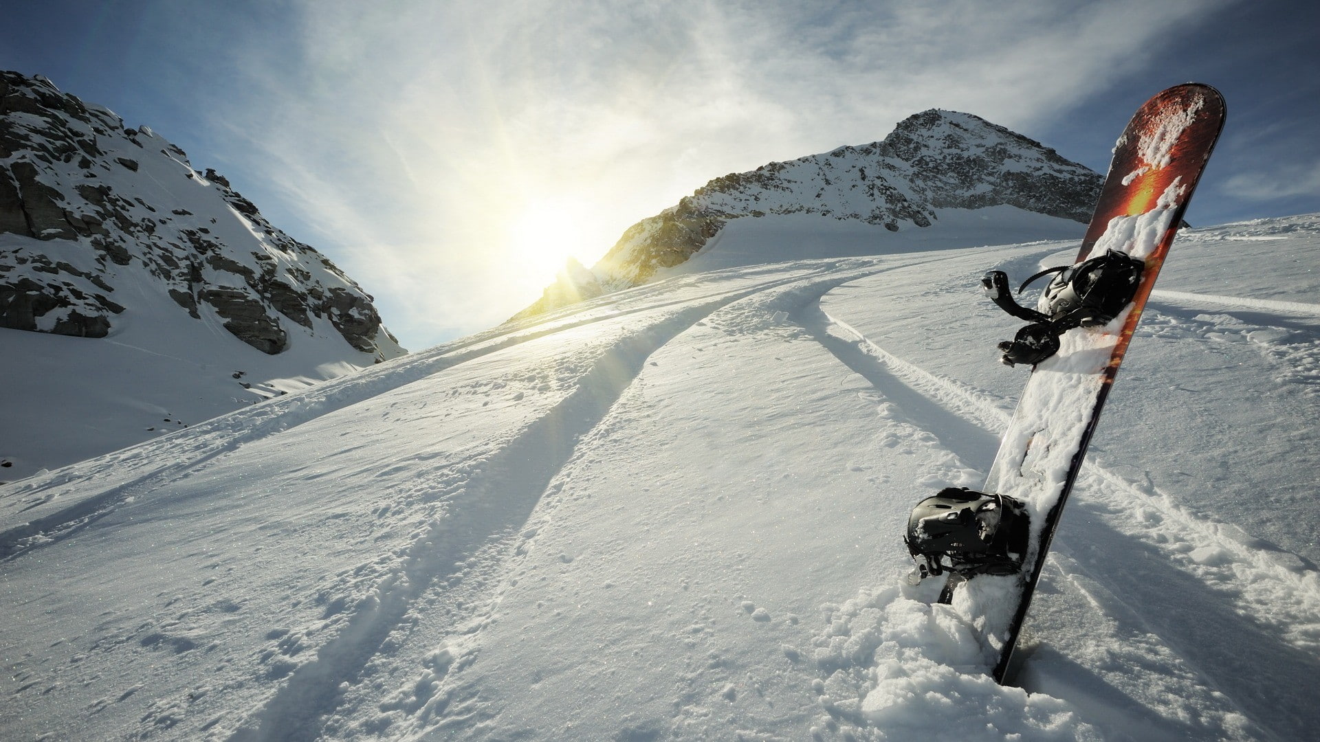 1080P, Sun, snow, winter, snowboard, mountains, HD Wallpaper
