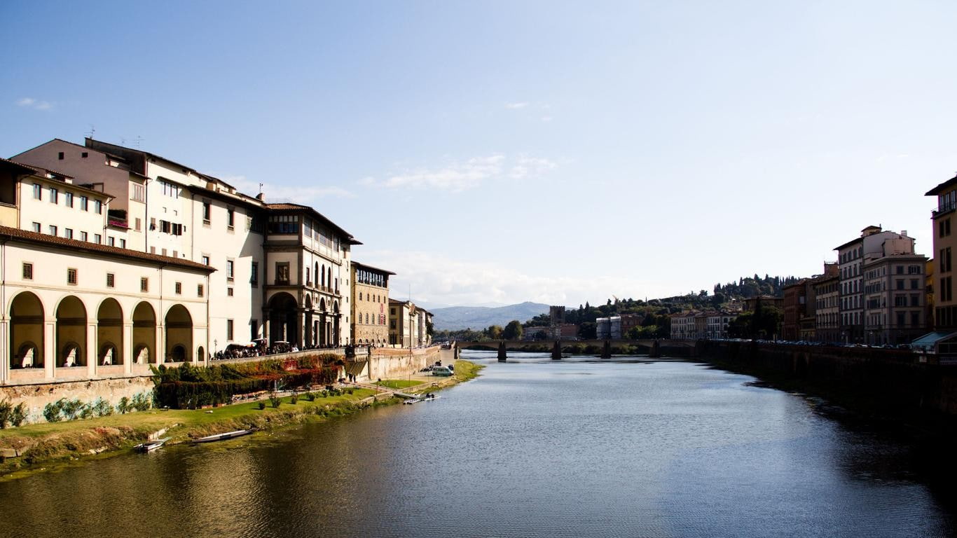 copy space, river, nature, day, sky, transportation, sunlight, travel destinations, Florence, architecture, city, no people, building, residential district, HD Wallpaper